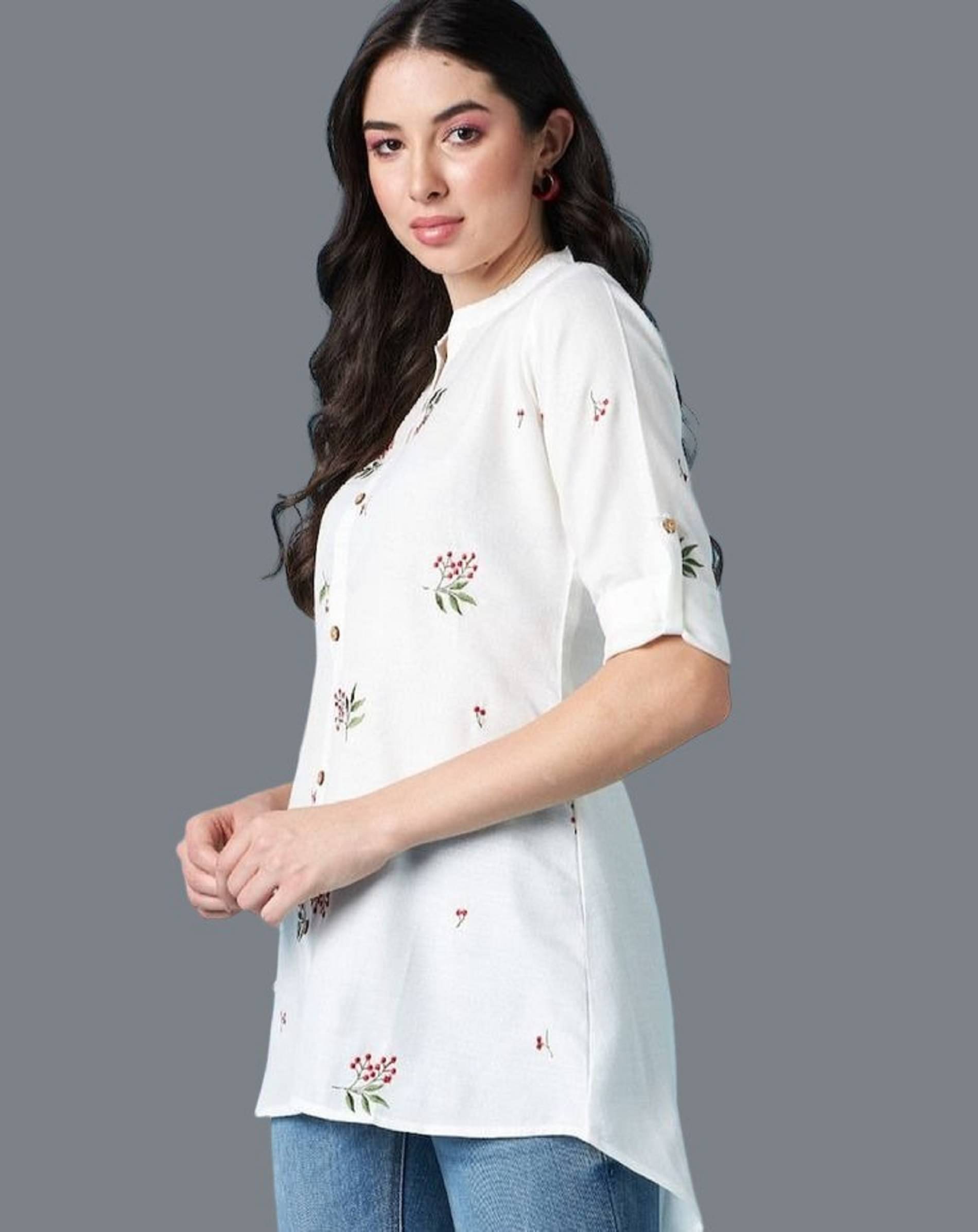 BATHANI CREATION Women's Viscose Rayon Regular Top ( Off White ) BATHANI CREATION Women's Viscose Rayon Regular Top ( Off White )