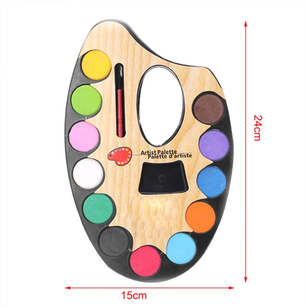     			Color Mixing Palette with 12 Pits & Integrated Water Colors (20 * 12 cm) with Thumb Hole ; Easy Clean Non-Stick Artist Pallet for Oil Watercolor Craft DIY Art Painting