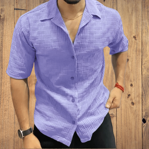     			DEARISE Cotton Blend Regular Fit Self Design Full Sleeves Men's Casual Shirt - Purple ( Pack of 1 )