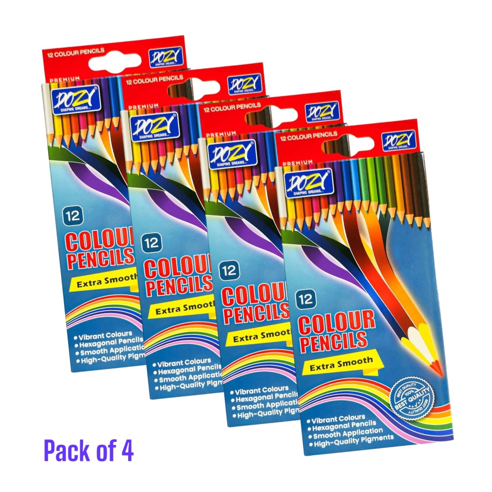     			DOZY 12 Colour Pencils Set – Extra Smooth & Vibrant Shades (Pack of 4)