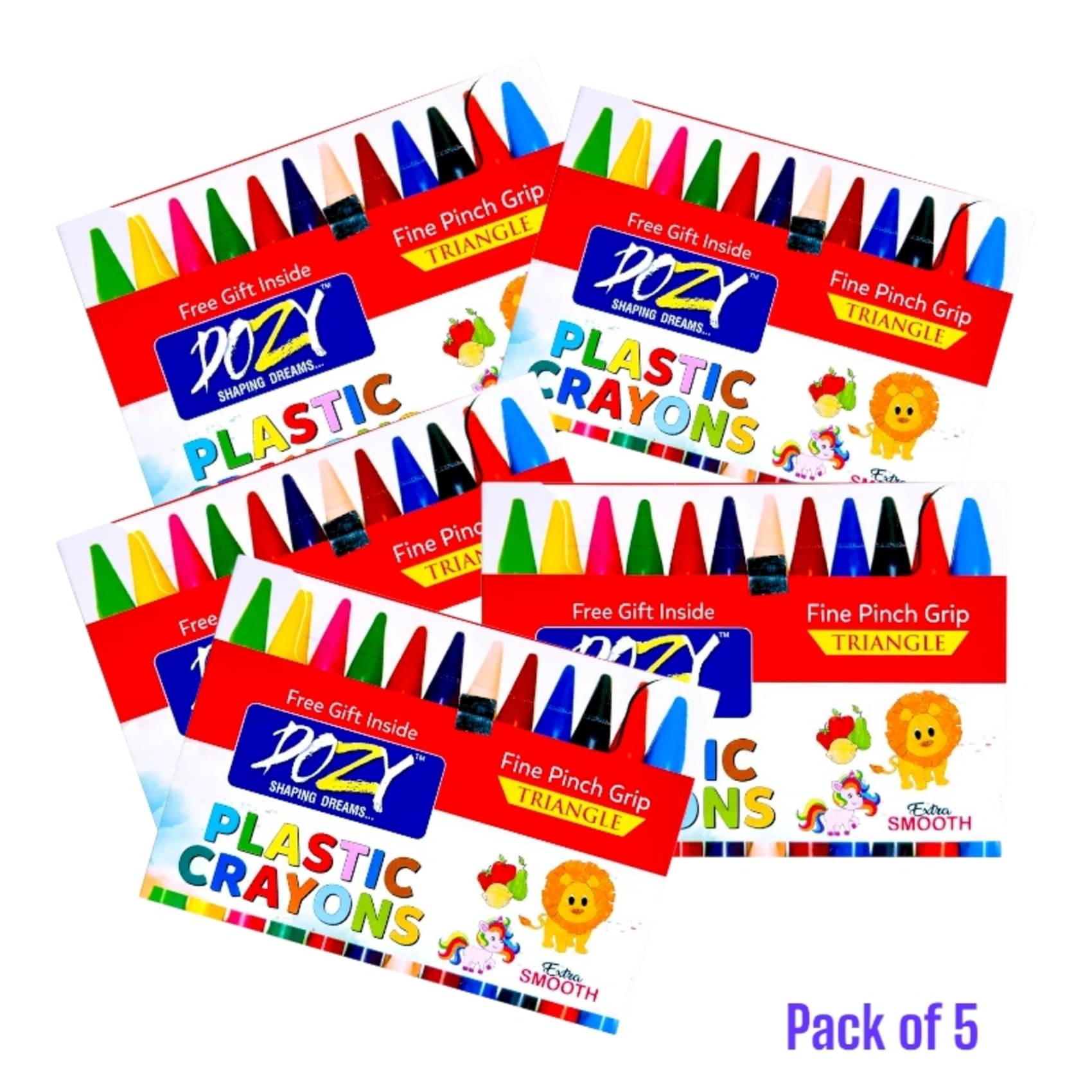     			DOZY Plastic Crayons Colours– 12 Captivating Shades | Pack of 5