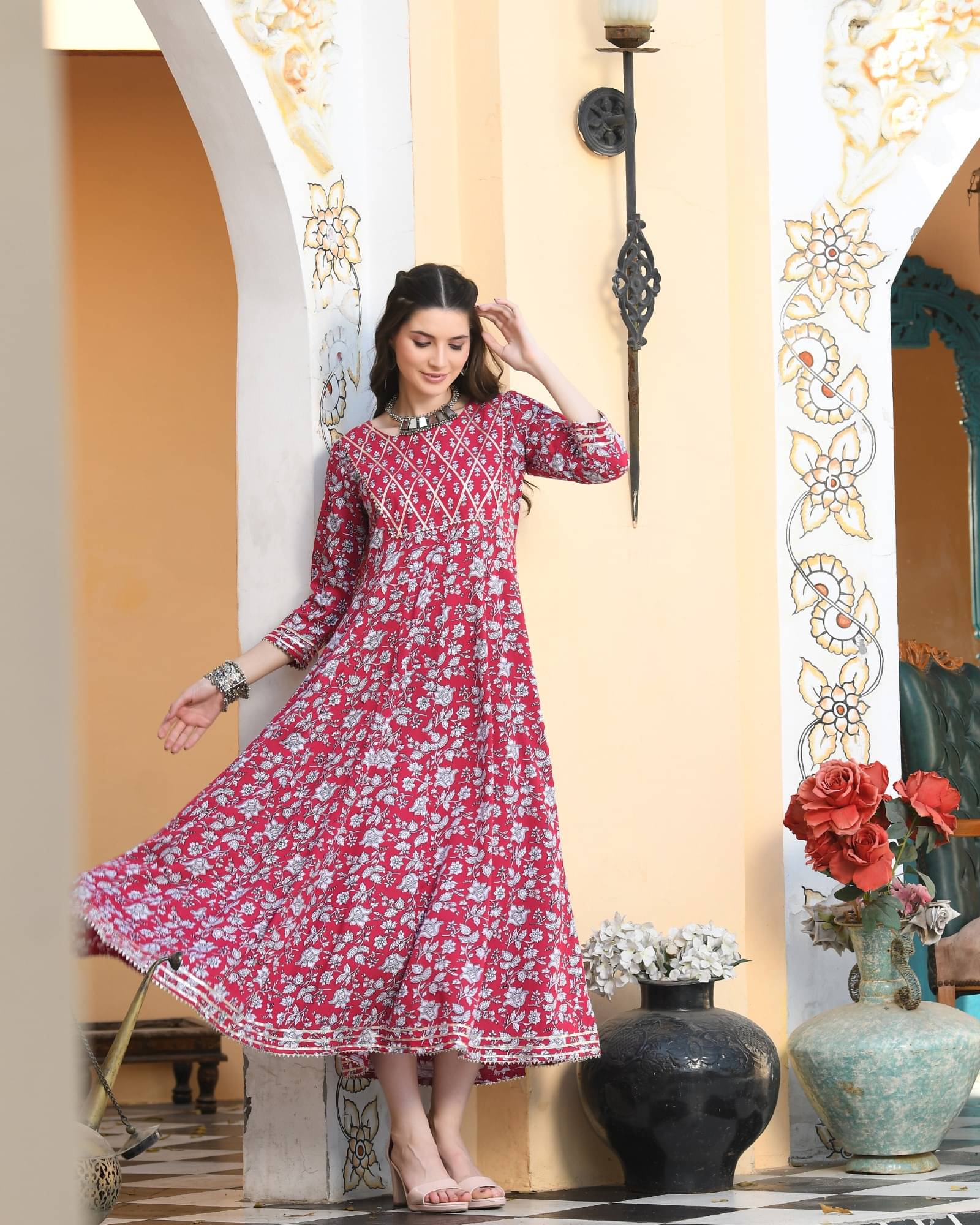 Dimonsher Women Rayon Printed Anarkali Kurti ( Pink ) Dimonsher Women Rayon Printed Anarkali Kurti ( Pink )
