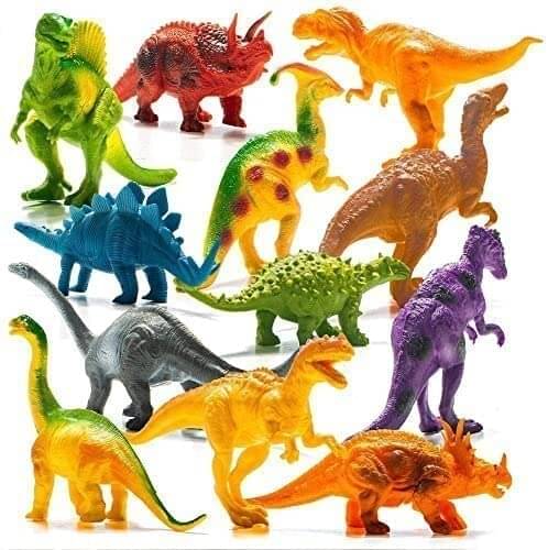     			Dinosaur Toy Set of 12 Pcs - Dinosaurs Animals Figures Toys Play Set for Kids Rubber Wild Animal Dinosaur Toys Play Toy for Kids, Non-Toxic (Multicolor)