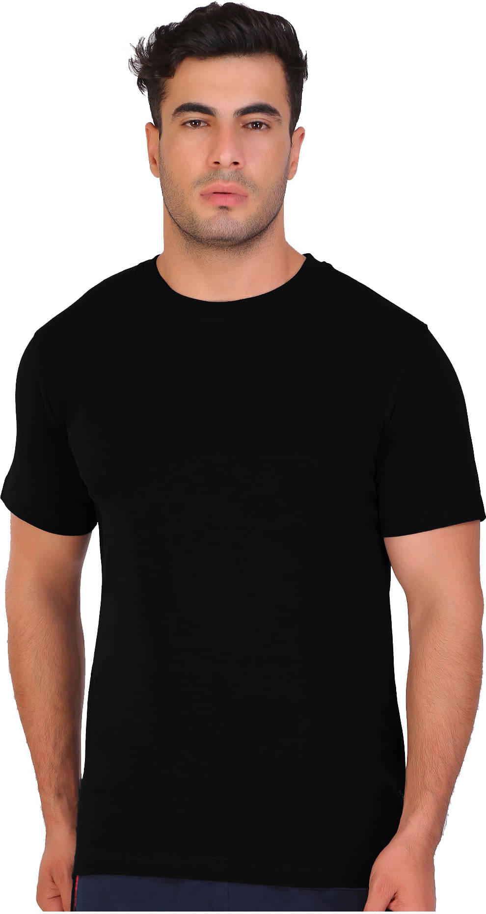     			Fashion Foreplus Men Polyester Regular Fit Solid T-Shirt ( Black )