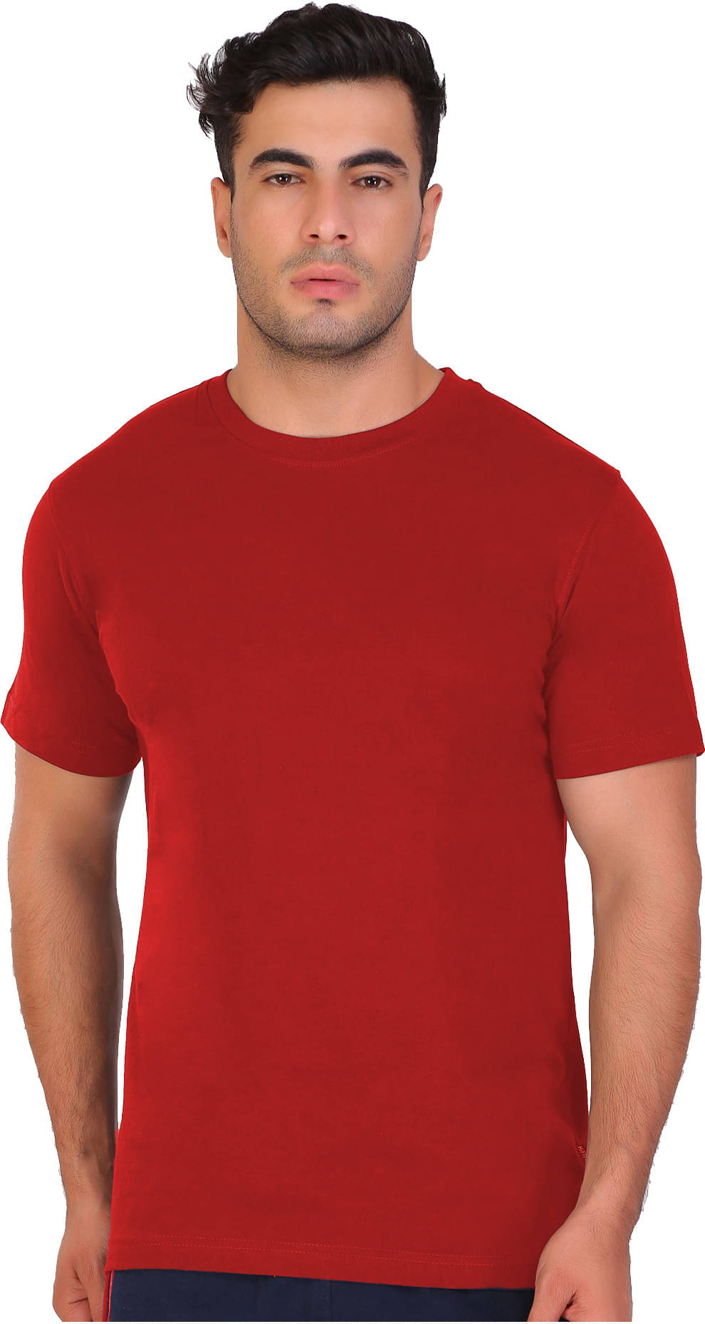     			Fashion Foreplus Men Polyester Regular Fit Solid T-Shirt ( Red )