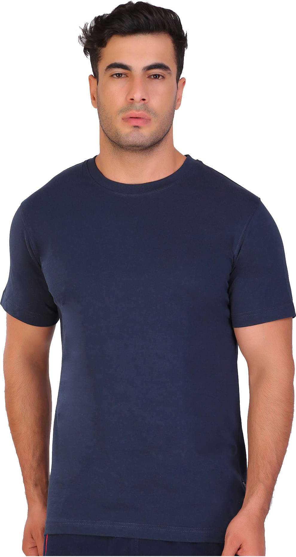     			Fashion Foreplus Men Polyester Regular Fit Solid T-Shirt ( Navy )