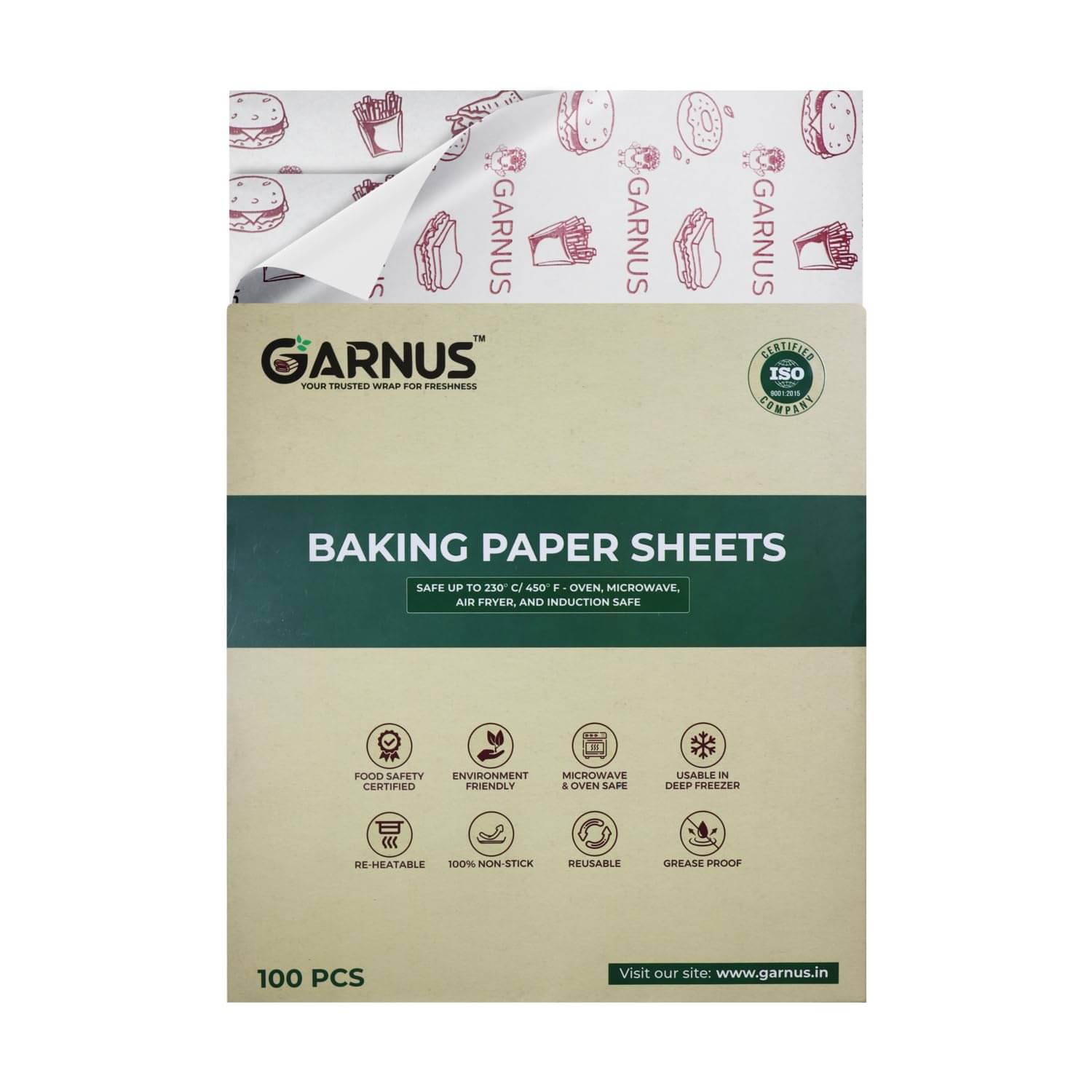 GARNUS Baking Paper Sheets – 100 Sheets (300g) – Non-Stick, Eco-Friendly Parchment Paper for Baking, Cooking & Roasting GARNUS Baking Paper Sheets – 100 Sheets (300g) – Non-Stick, Eco-Friendly Parchment Paper for Baking, Cooking & Roasting