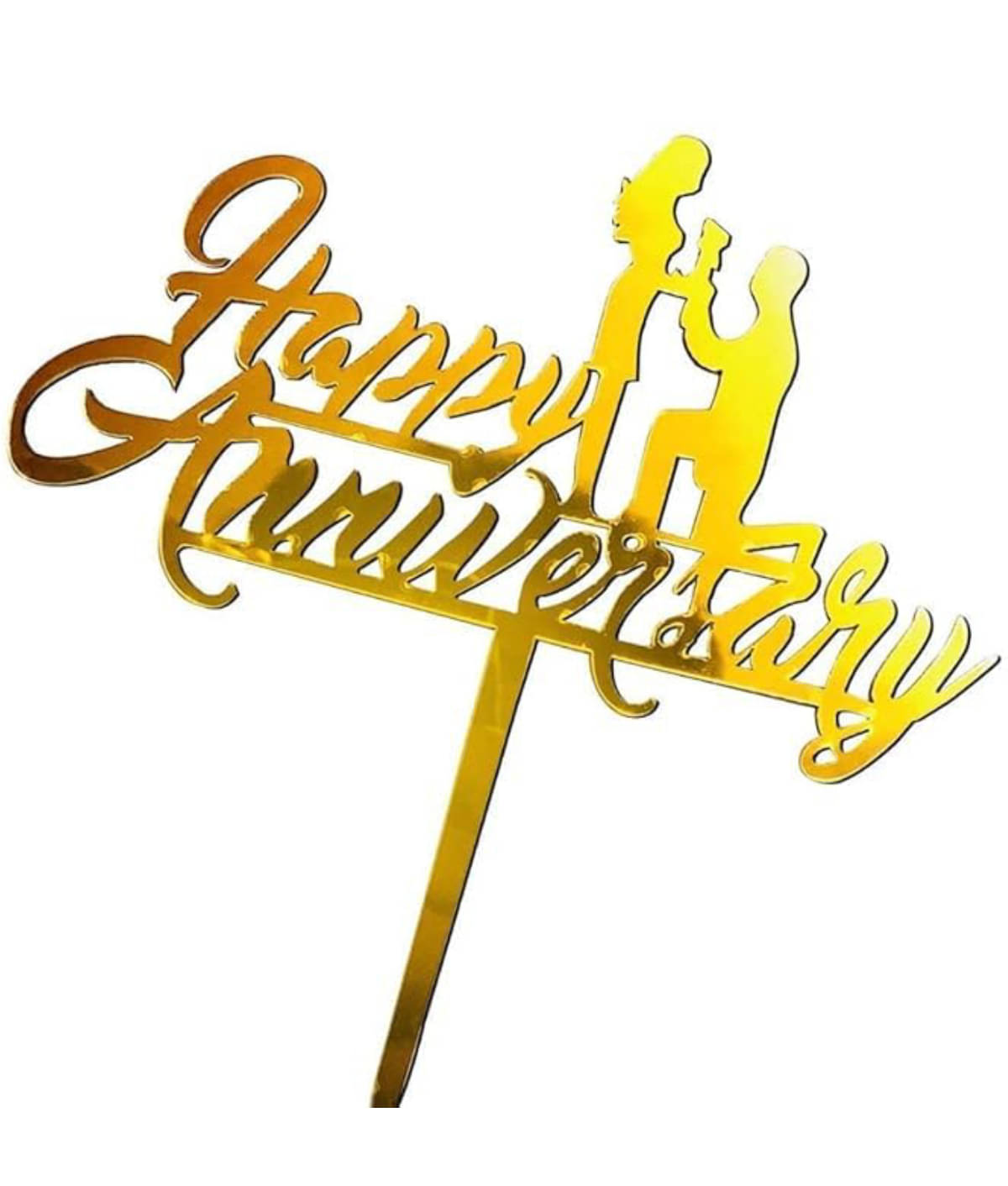     			Gold Acrylic "Happy Anniversary" Cake Topper (5 Inch) – Ideal for Company Anniversaries, Wedding Anniversaries | Single Pack (Assorted Design Will Be Sent) | Cake Decoration Supply