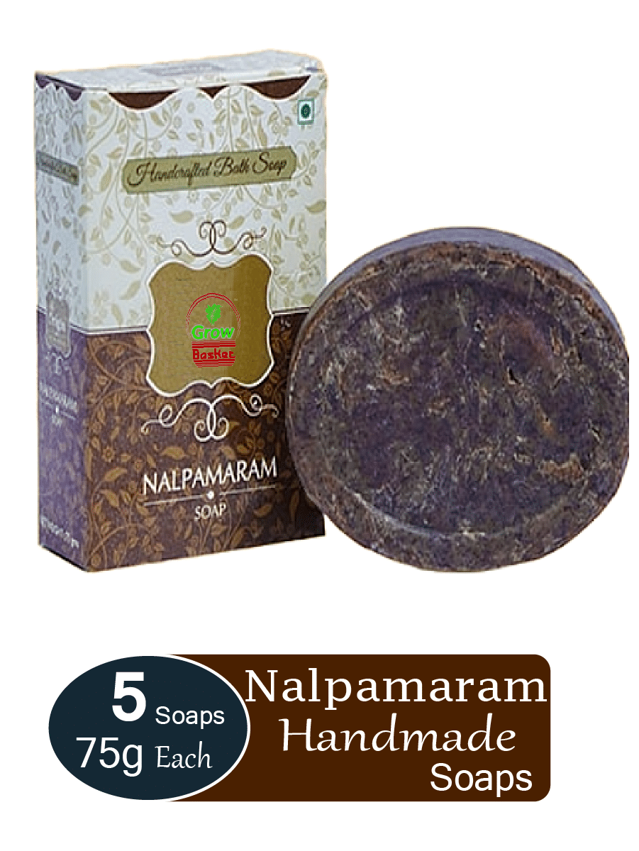     			Grow Basket Exfoliating Nalpamaram Soap Bathing Bar for All Skin Type ( Pack of 5 )