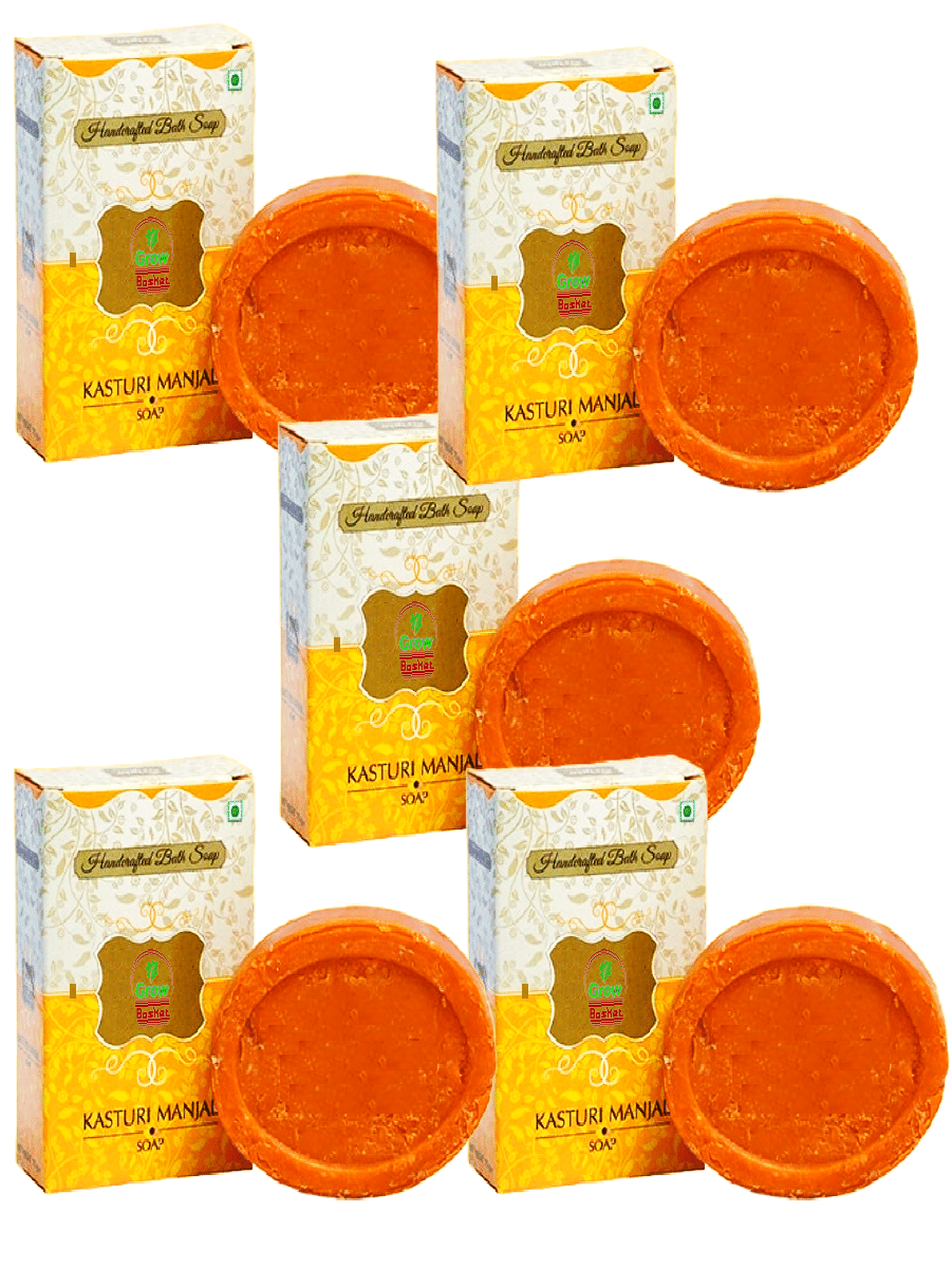     			Grow Basket Moisturizing Kasturi Mhanjal Bathing Bar for Oily Skin ( Pack of 5 )