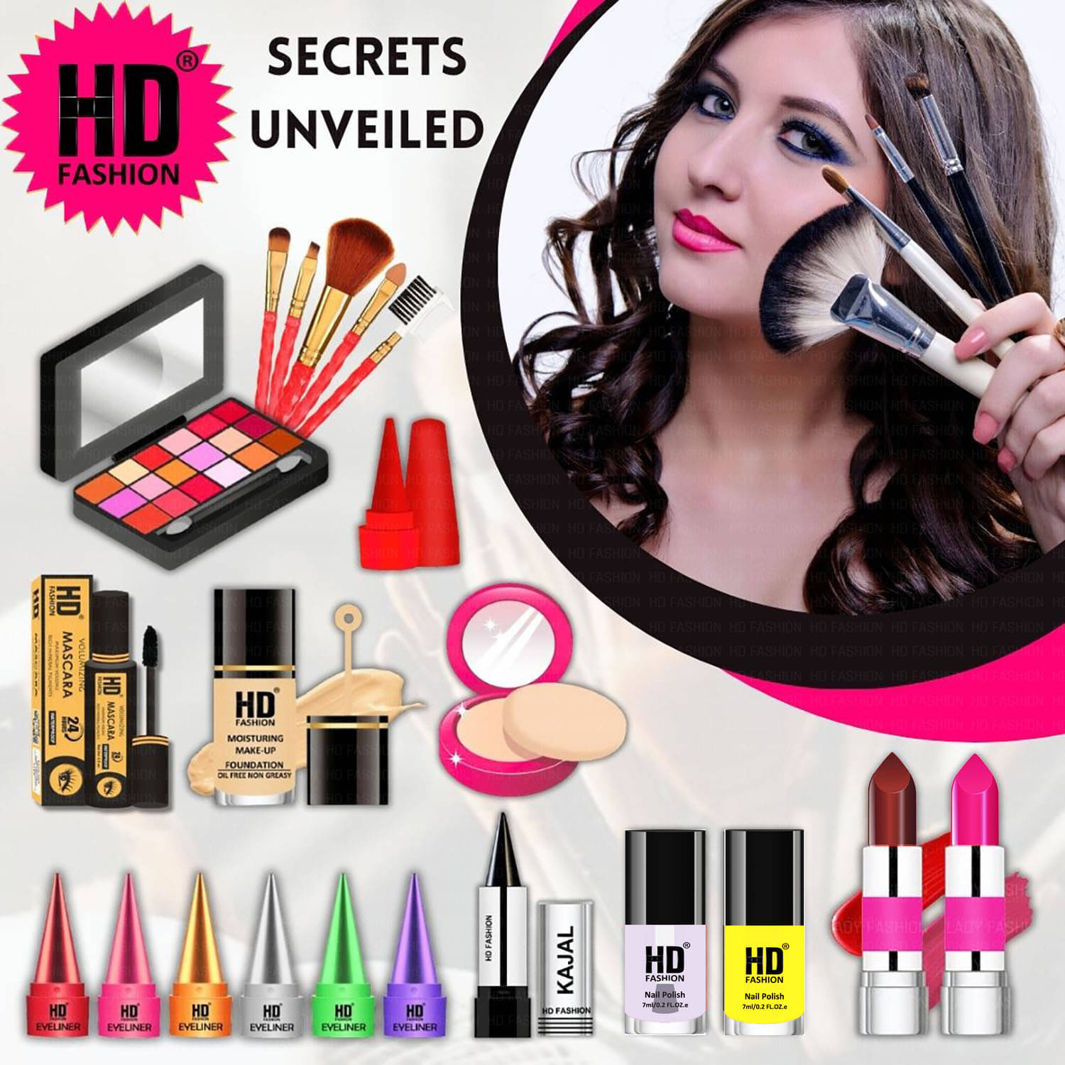     			HD fashion Makeup Kit ( 21 Makeup Items )