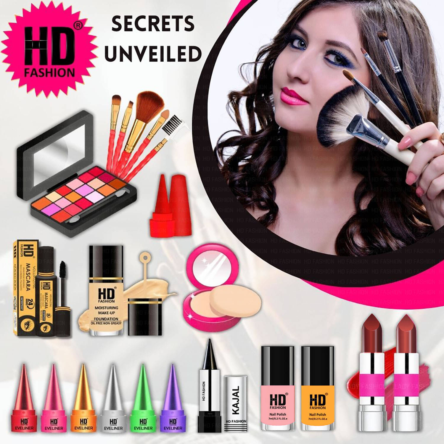     			HD fashion Makeup Kit ( 21 Makeup Items )