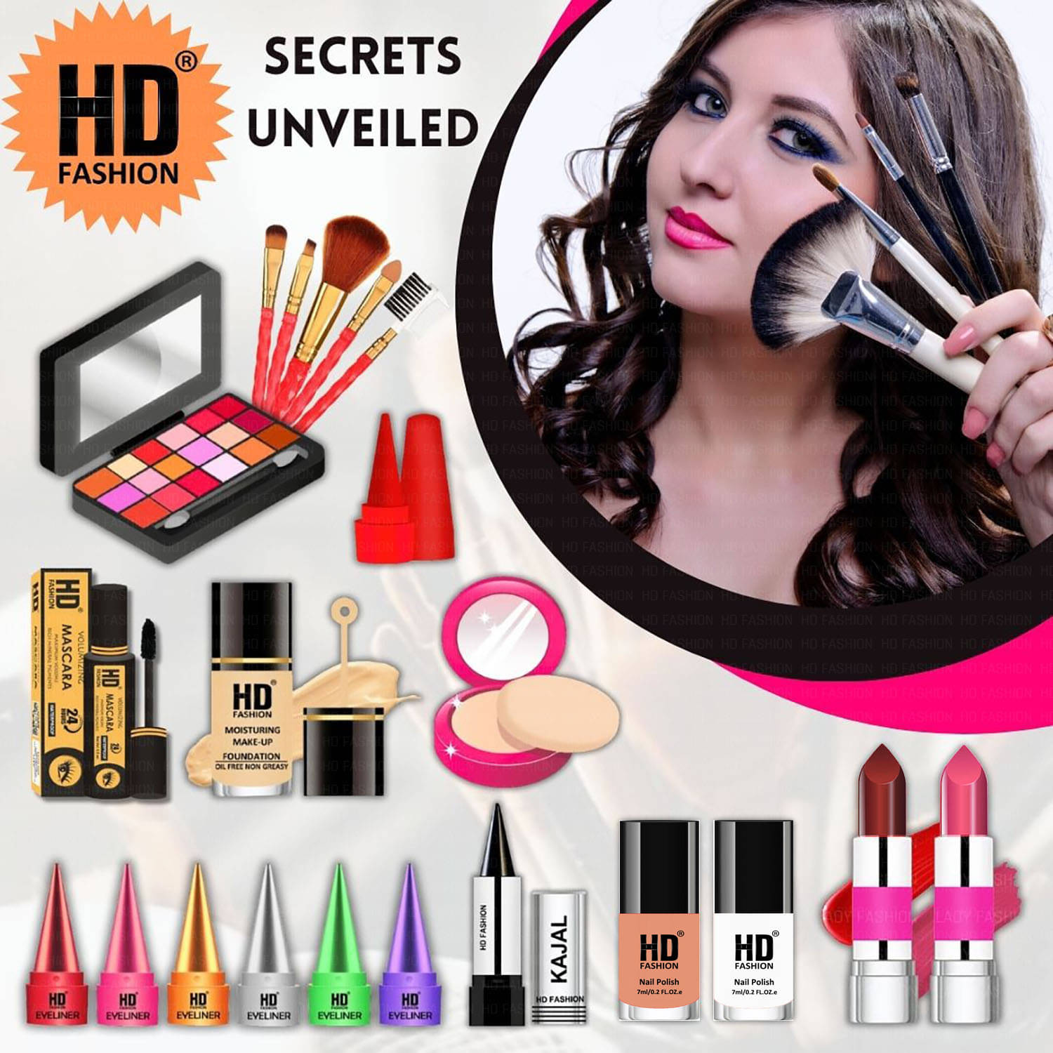     			HD fashion Makeup Kit ( 21 Makeup Items )