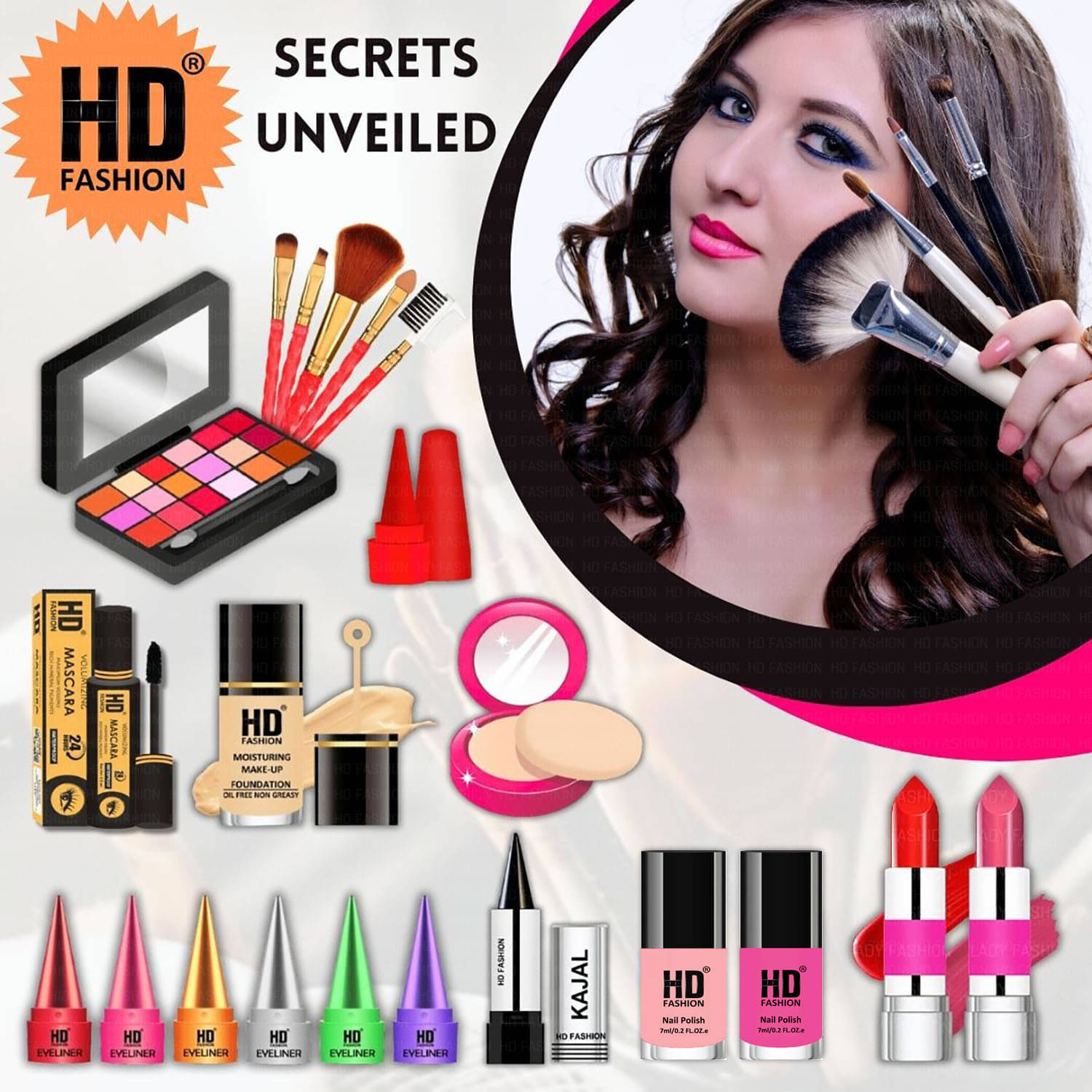     			HD fashion Makeup Kit ( 21 Makeup Items )