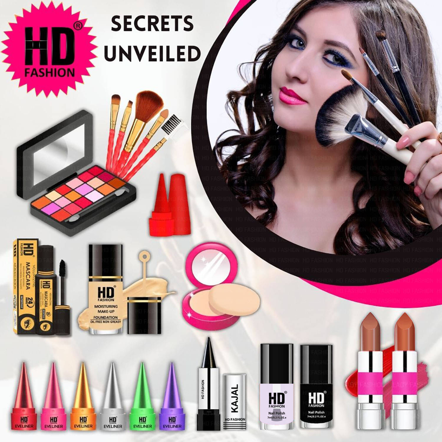     			HD fashion Makeup Kit ( 21 Makeup Items )
