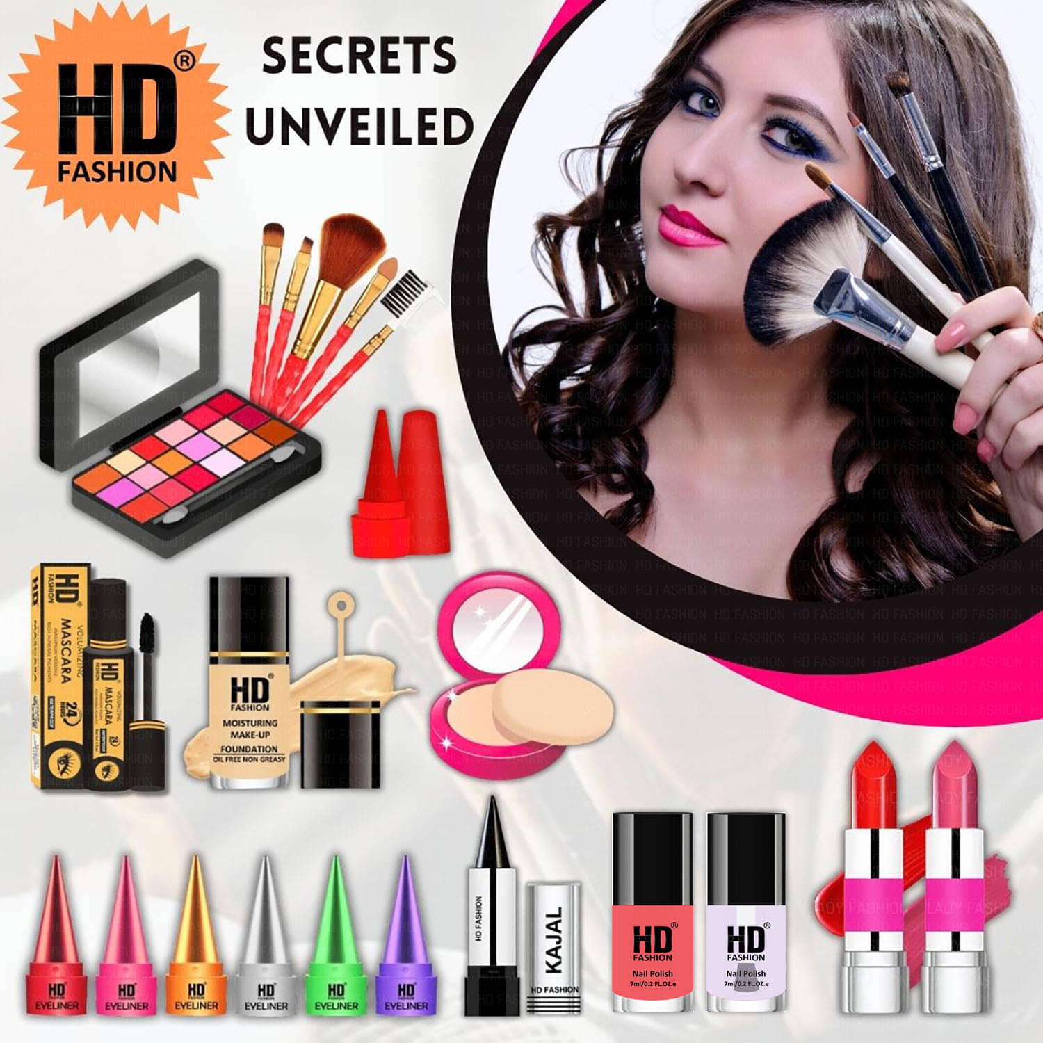     			HD fashion Makeup Kit ( 21 Makeup Items )