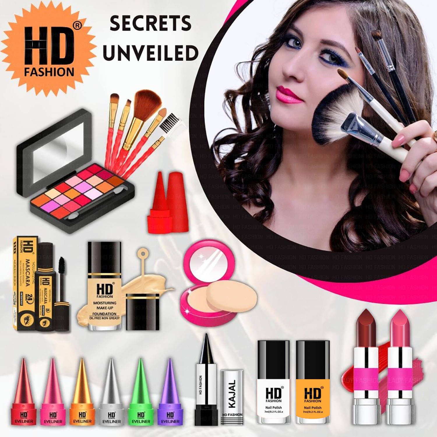     			HD fashion Makeup Kit ( 21 Makeup Items )