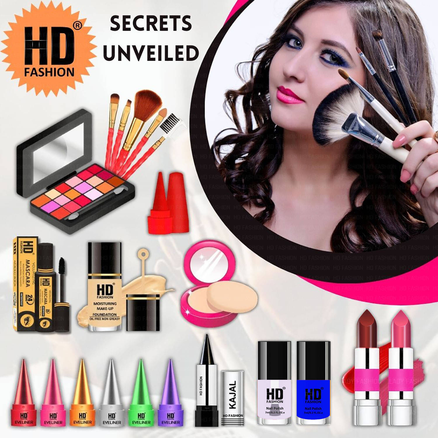     			HD fashion Makeup Kit ( 21 Makeup Items )
