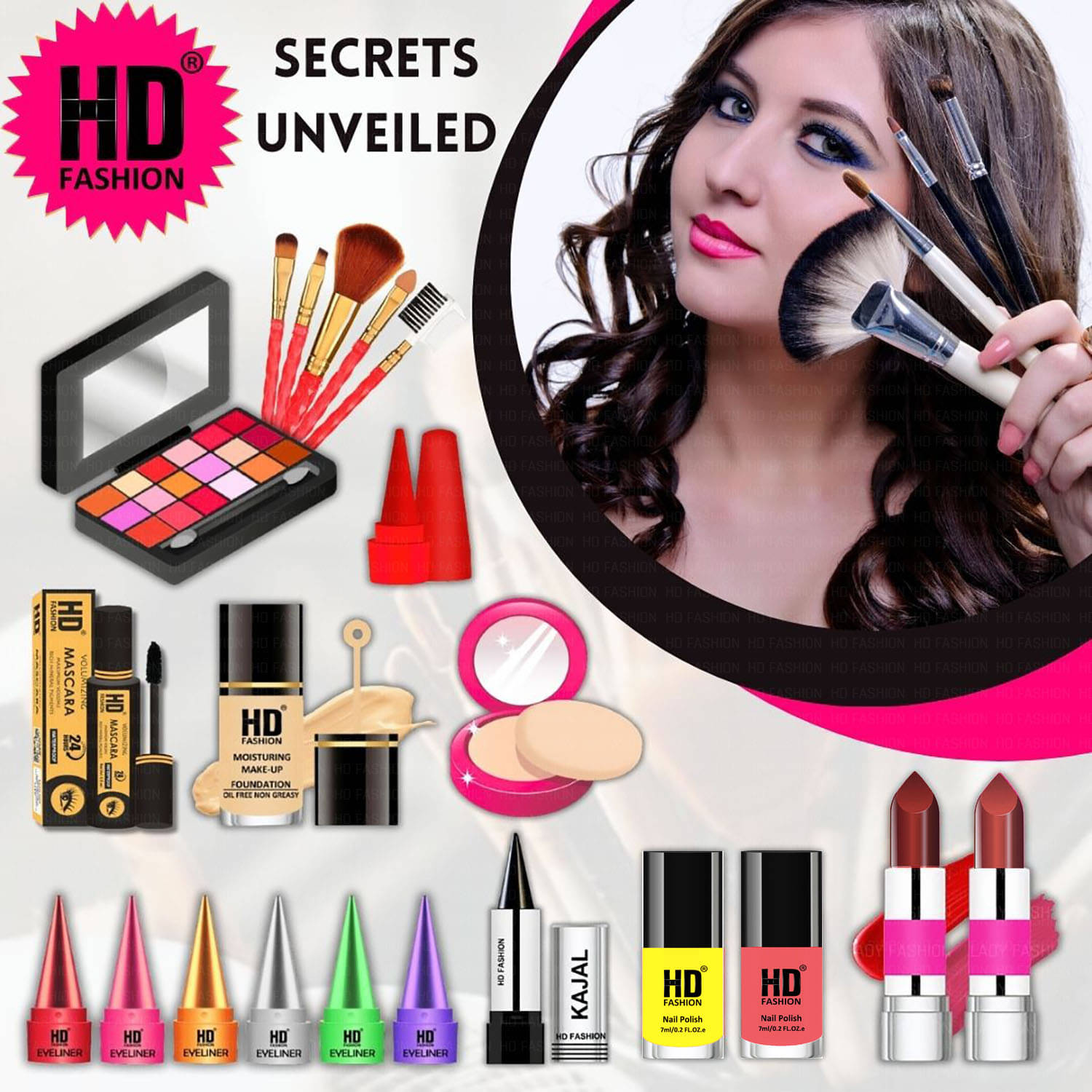     			HD fashion Makeup Kit ( 21 Makeup Items )