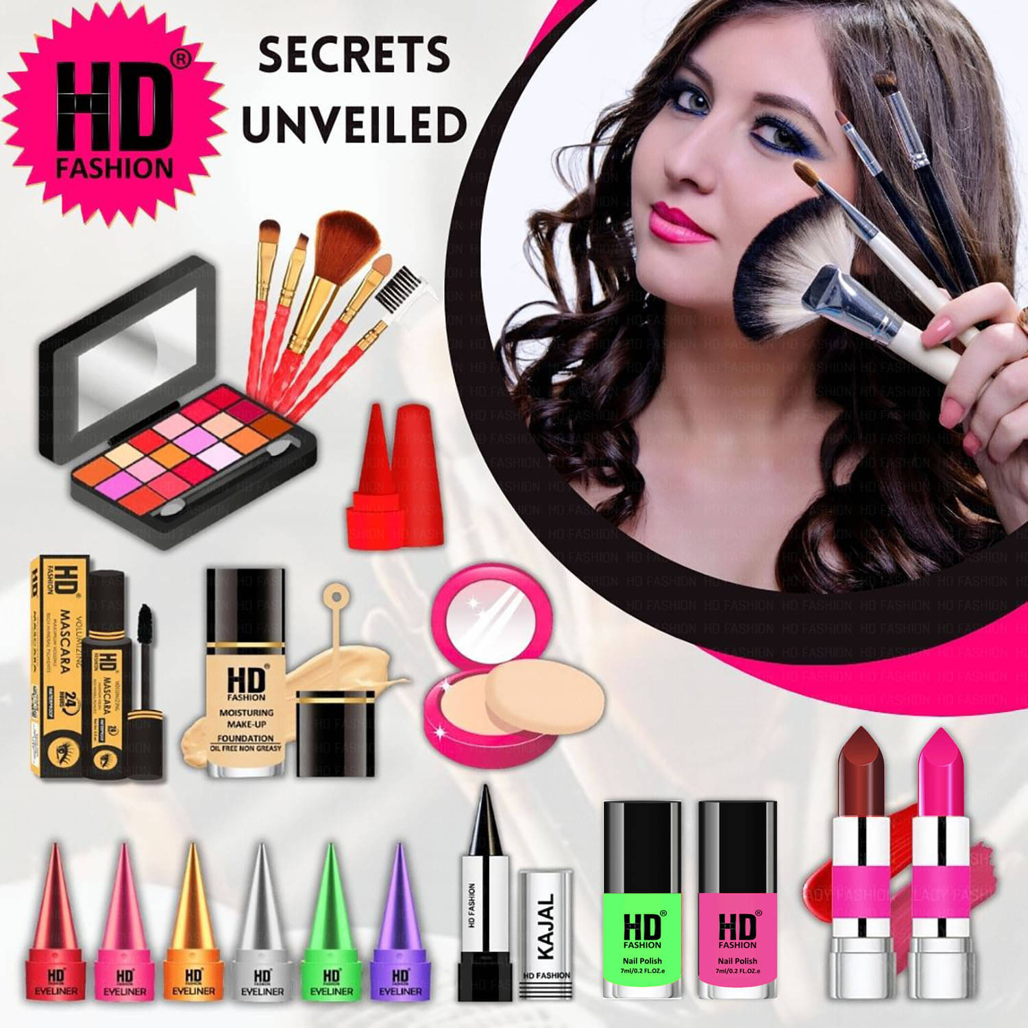     			HD fashion Makeup Kit ( 21 Makeup Items )