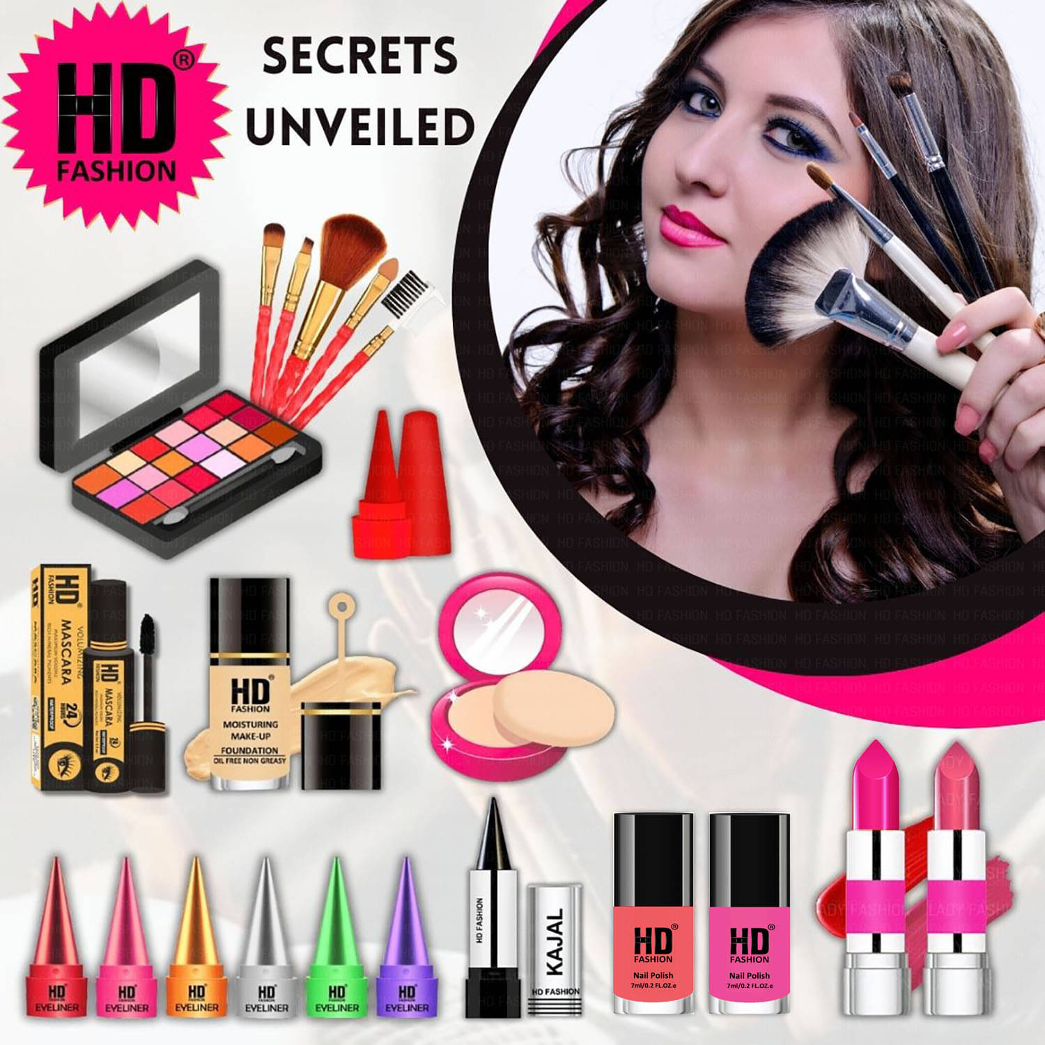     			HD fashion Makeup Kit ( 21 Makeup Items )