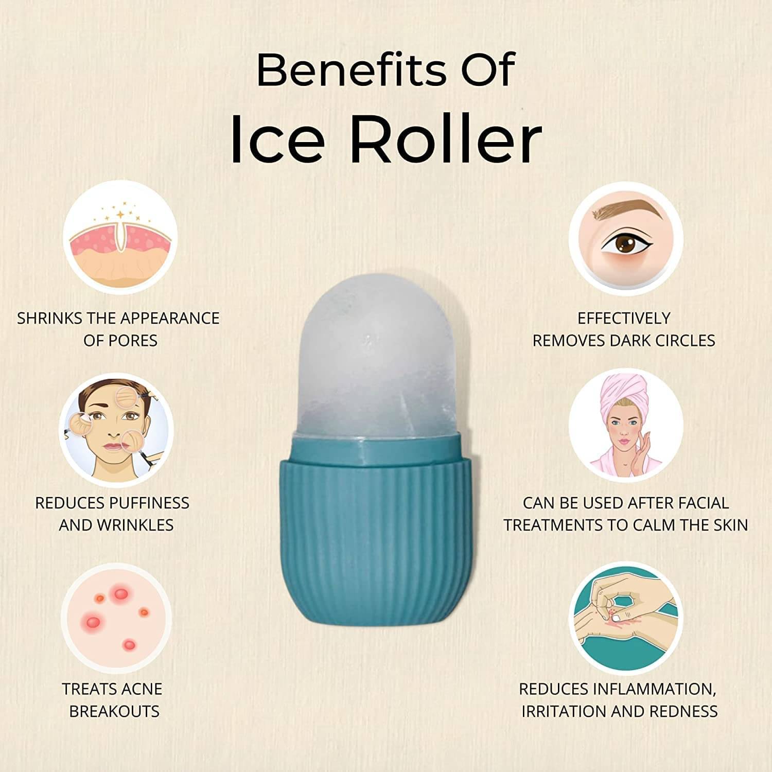     			Ice Roller For Face, Ice Roller For Face Massager, Face Ice Roller To Enhance Skin Glow, Shrink & Tighten Pores, Puffy Eyes, Acne, Pimple, Facial Ice Roller, Unbreakable/Reusable