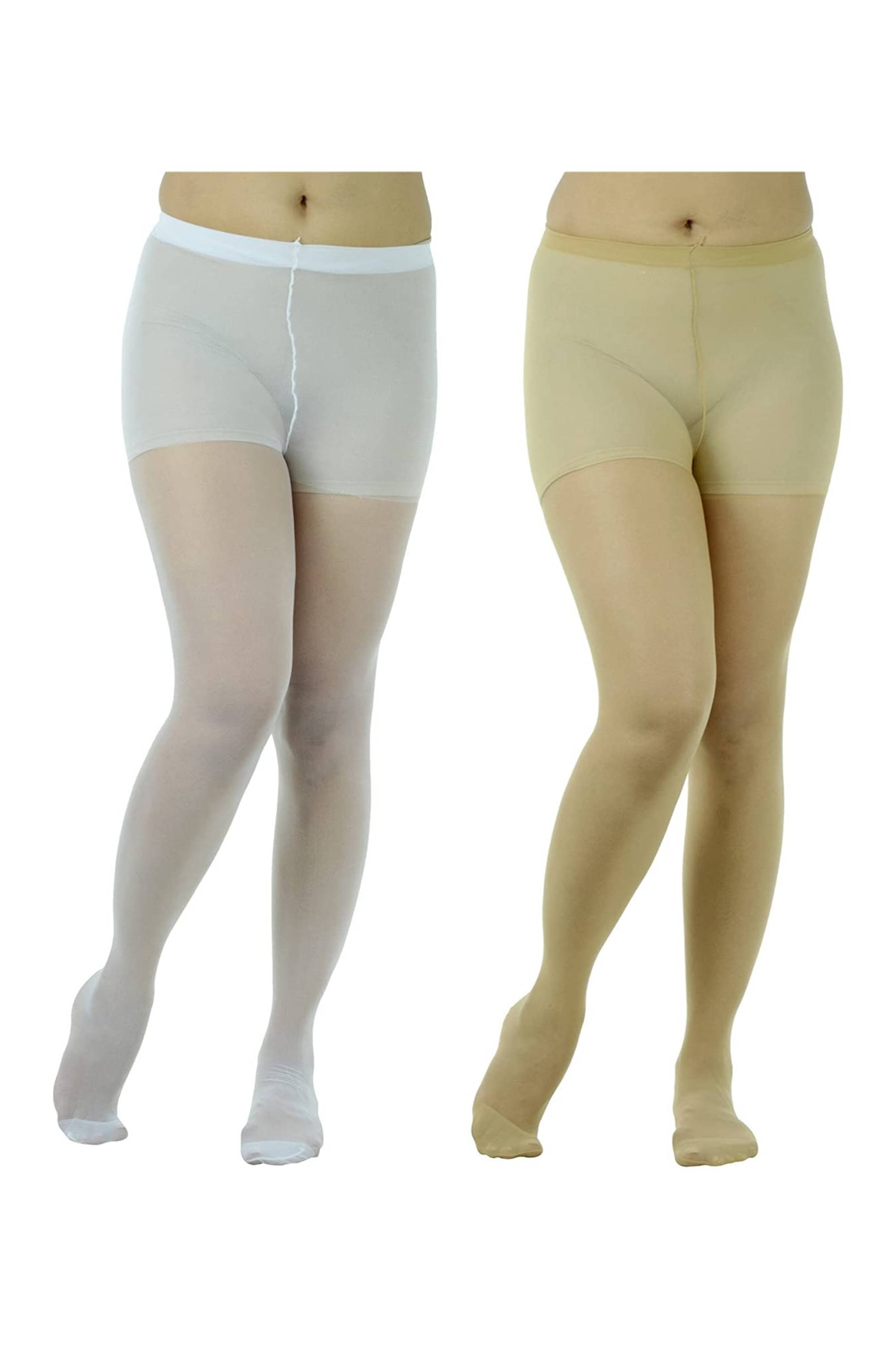 Ishita Fashions Pack of 2 Women's Nylon Full length Stockings ( Beige,White ) Ishita Fashions Pack of 2 Women's Nylon Full length Stockings ( Beige,White )
