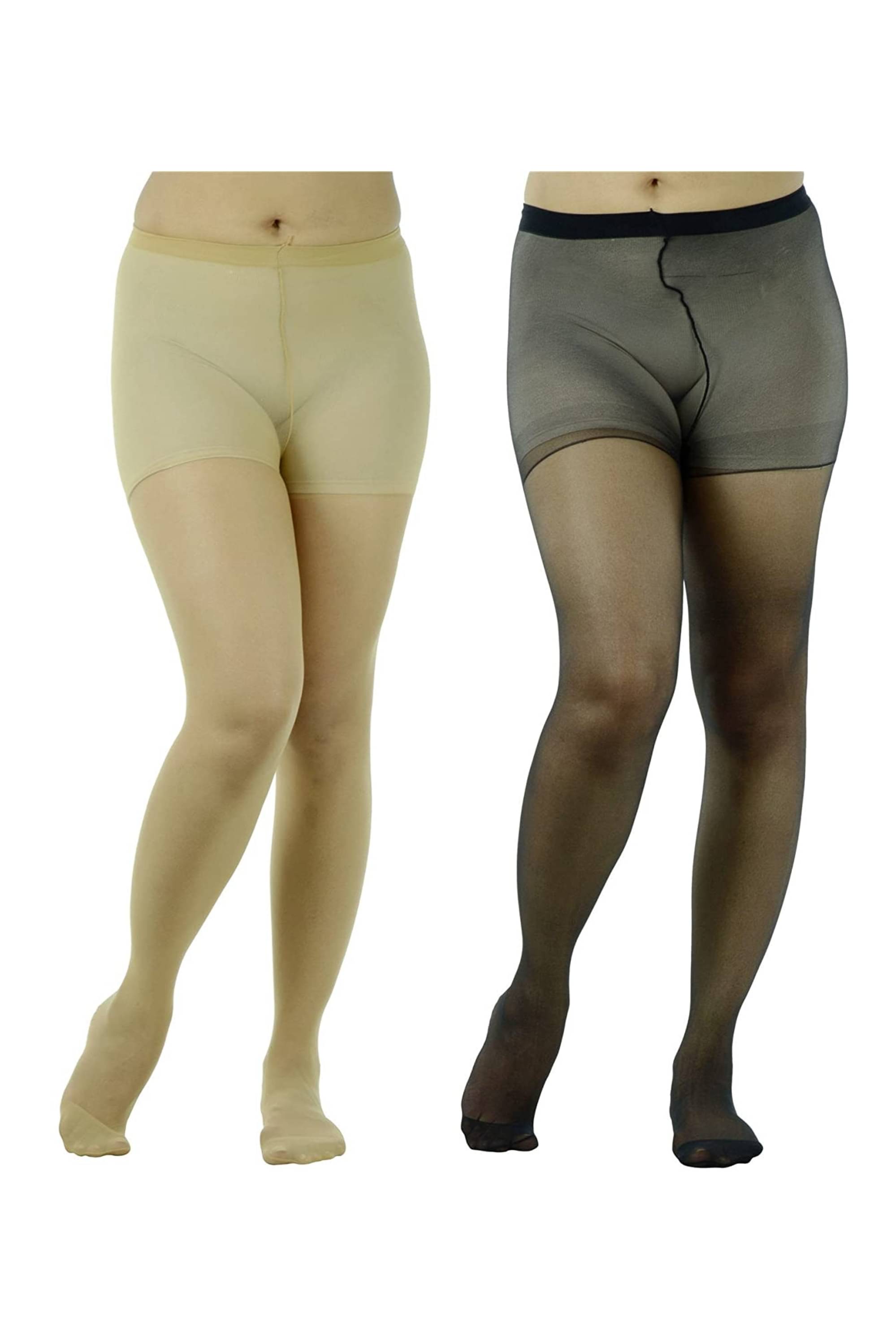     			Ishita Fashions Pack of 2 Women's Nylon Full length Stockings ( Beige,Black )