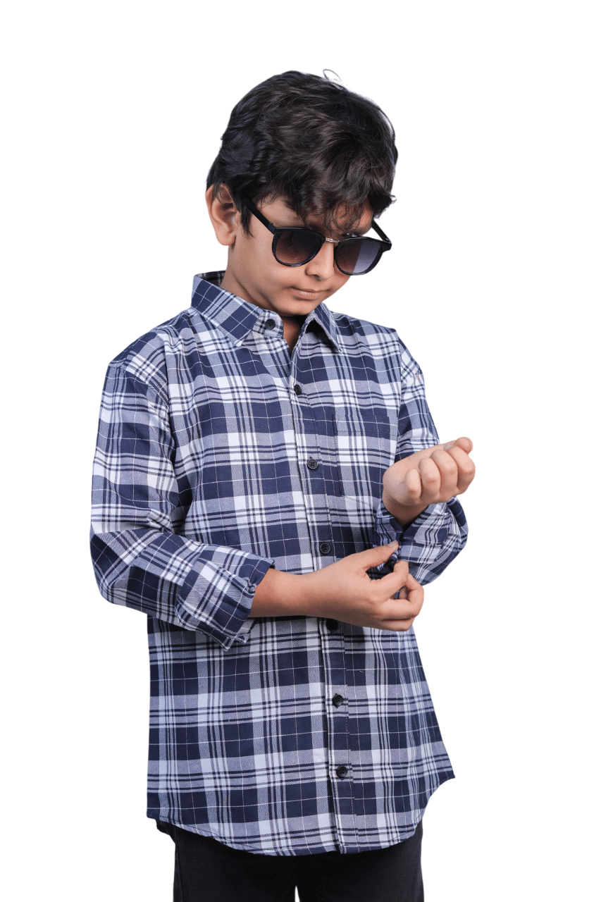 JABAK CREATION Pack of 1 Boys Cotton Blend Full Sleeves Shirt ( Blue ) JABAK CREATION Pack of 1 Boys Cotton Blend Full Sleeves Shirt ( Blue )