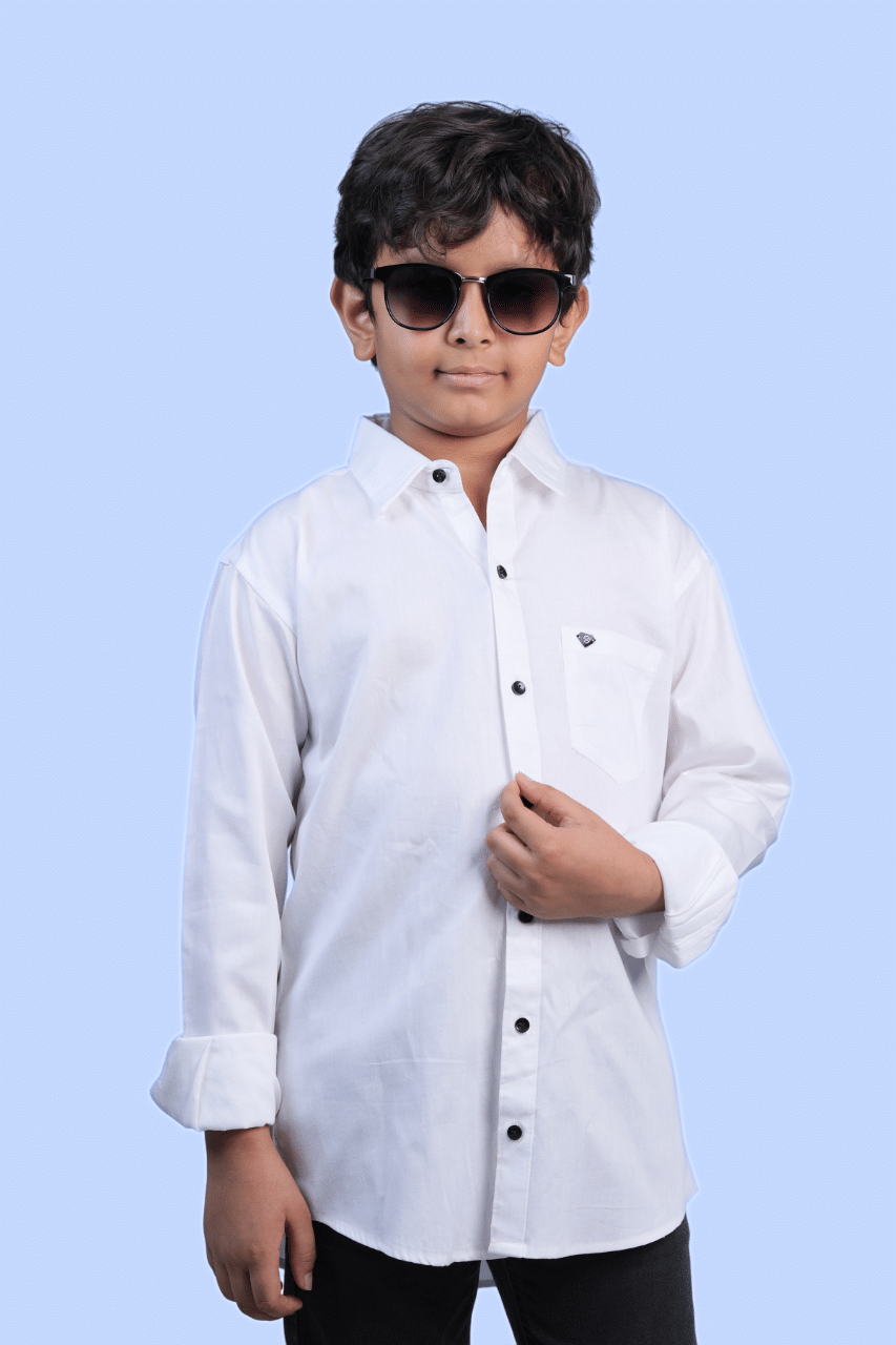 JABAK CREATION Pack of 1 Boys Cotton Blend Full Sleeves Shirt ( White ) JABAK CREATION Pack of 1 Boys Cotton Blend Full Sleeves Shirt ( White )