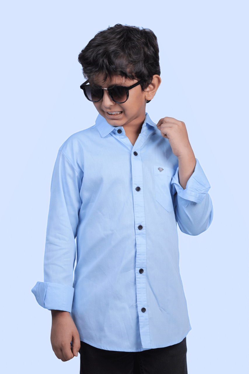 JABAK CREATION Pack of 1 Boys Cotton Blend Full Sleeves Shirt ( Sky Blue ) JABAK CREATION Pack of 1 Boys Cotton Blend Full Sleeves Shirt ( Sky Blue )