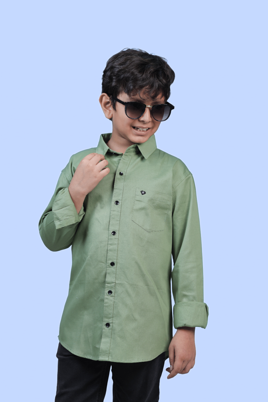 JABAK CREATION Pack of 1 Boys Cotton Blend Full Sleeves Shirt ( Green ) JABAK CREATION Pack of 1 Boys Cotton Blend Full Sleeves Shirt ( Green )