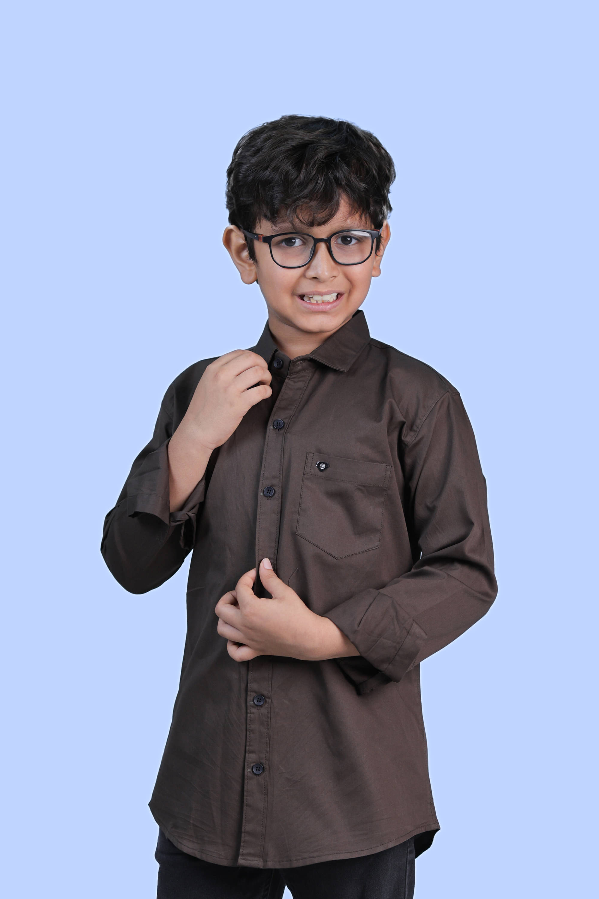 JABAK CREATION Pack of 1 Boys Cotton Blend Full Sleeves Shirt ( Brown ) JABAK CREATION Pack of 1 Boys Cotton Blend Full Sleeves Shirt ( Brown )