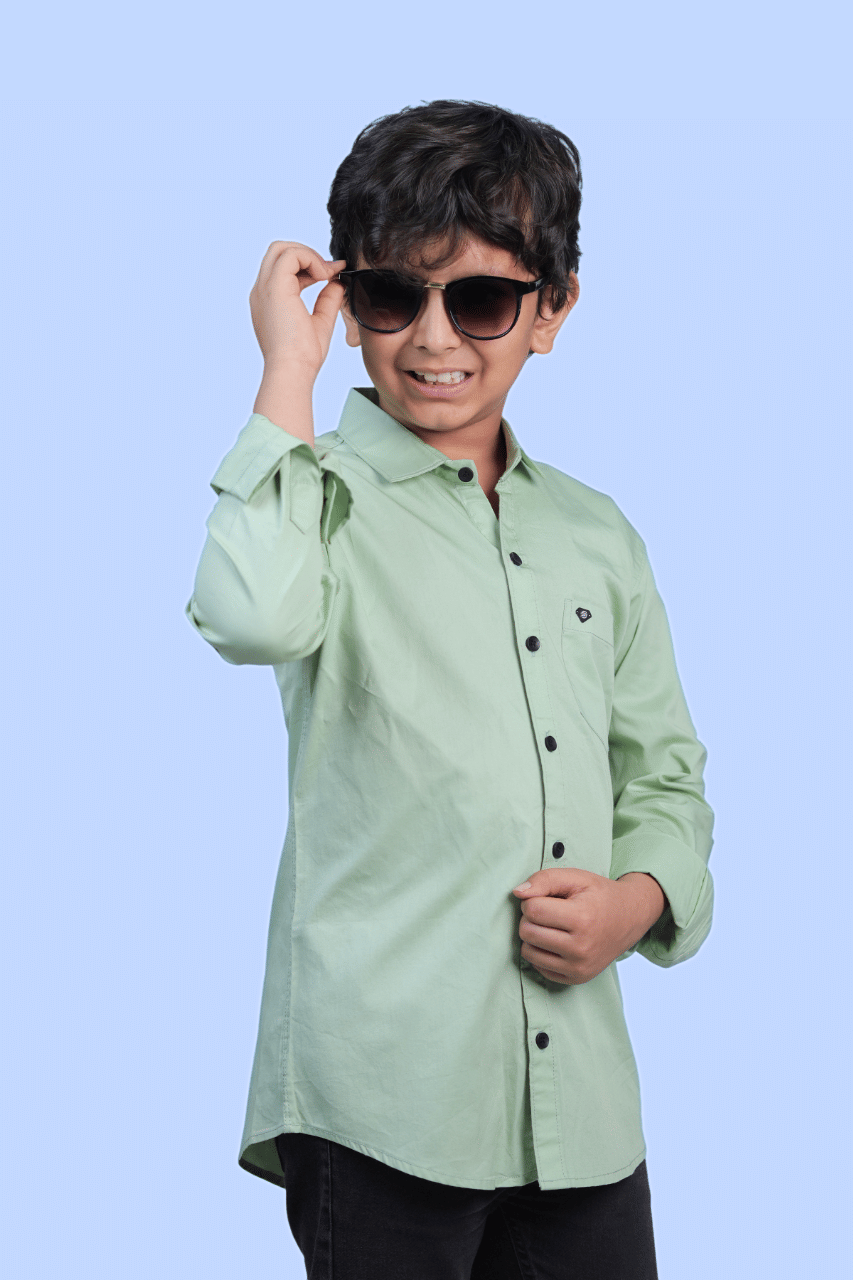 JABAK CREATION Pack of 1 Boys Cotton Blend Full Sleeves Shirt ( Pistachio ) JABAK CREATION Pack of 1 Boys Cotton Blend Full Sleeves Shirt ( Pistachio )