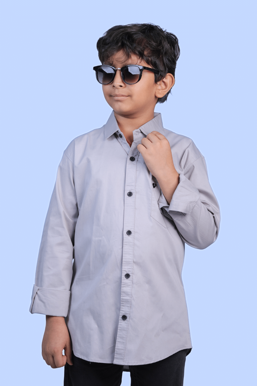 JABAK CREATION Pack of 1 Boys Cotton Blend Full Sleeves Shirt ( Grey ) JABAK CREATION Pack of 1 Boys Cotton Blend Full Sleeves Shirt ( Grey )