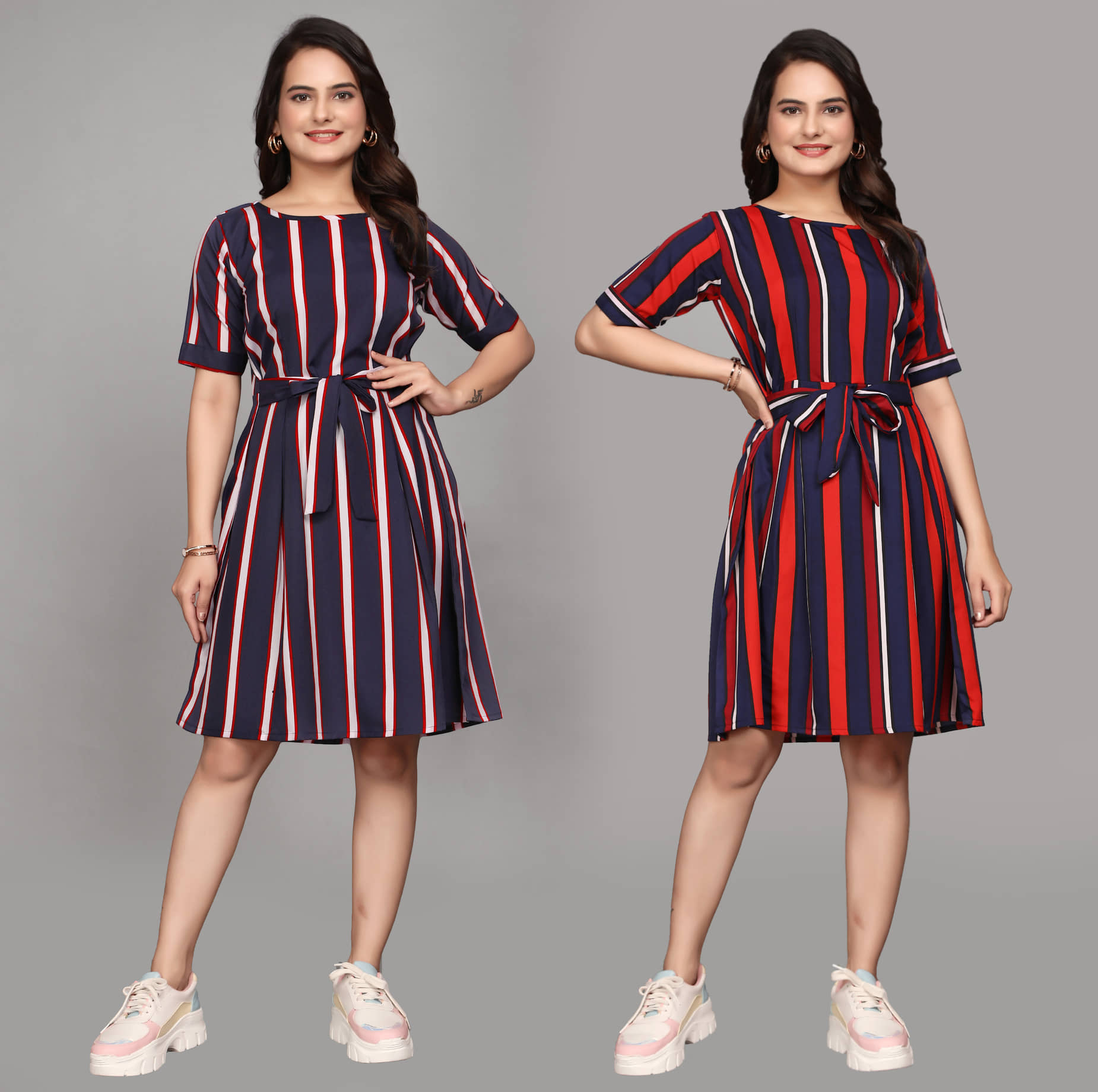 KALAVRITTA Women Crepe Printed Fit & Flare Dress ( Multicolor 3 )