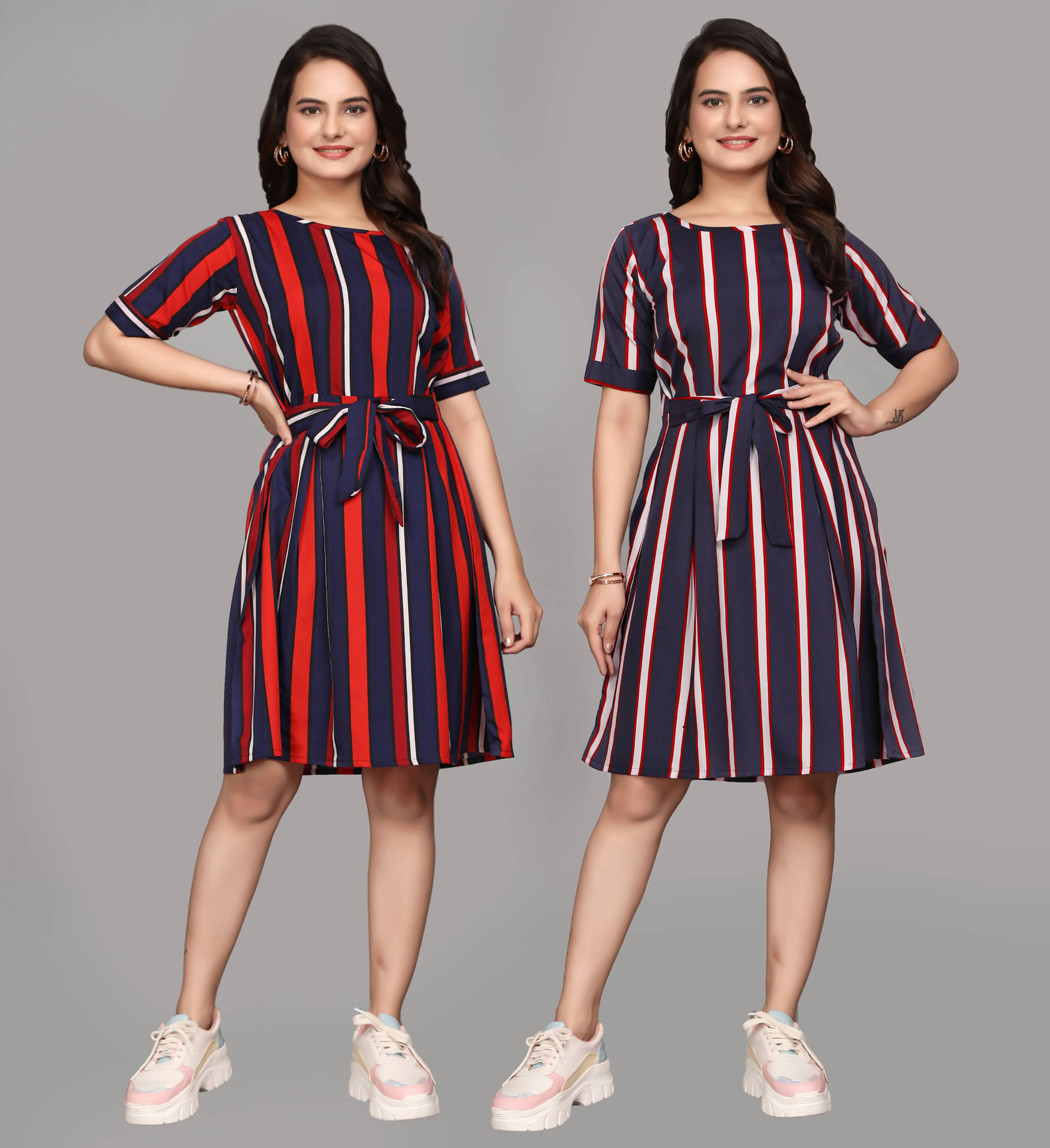     			KALAVRITTA Women Crepe Printed Fit & Flare Dress ( Multicolor 1 )