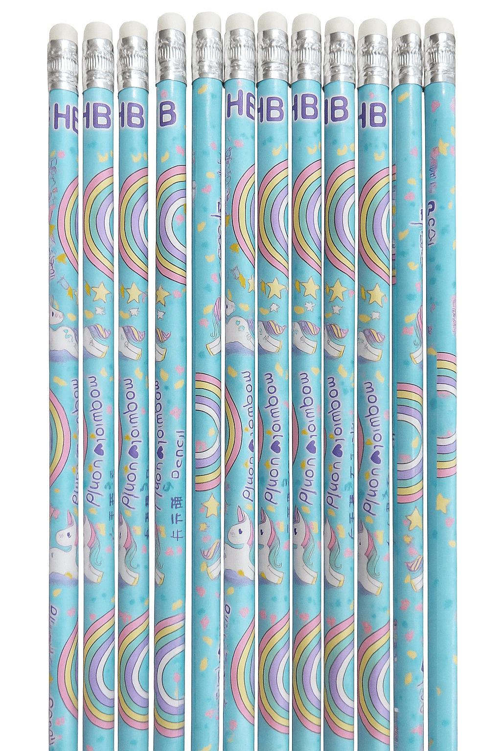     			Kalra Magic HB Pencils for Kids 12 Pack | Cute Rainbow Design 7.5 Inch Wood-Cased Graphite Pencils with Erasers | Fun Stationery for School, Party Favors, Gifts Blue