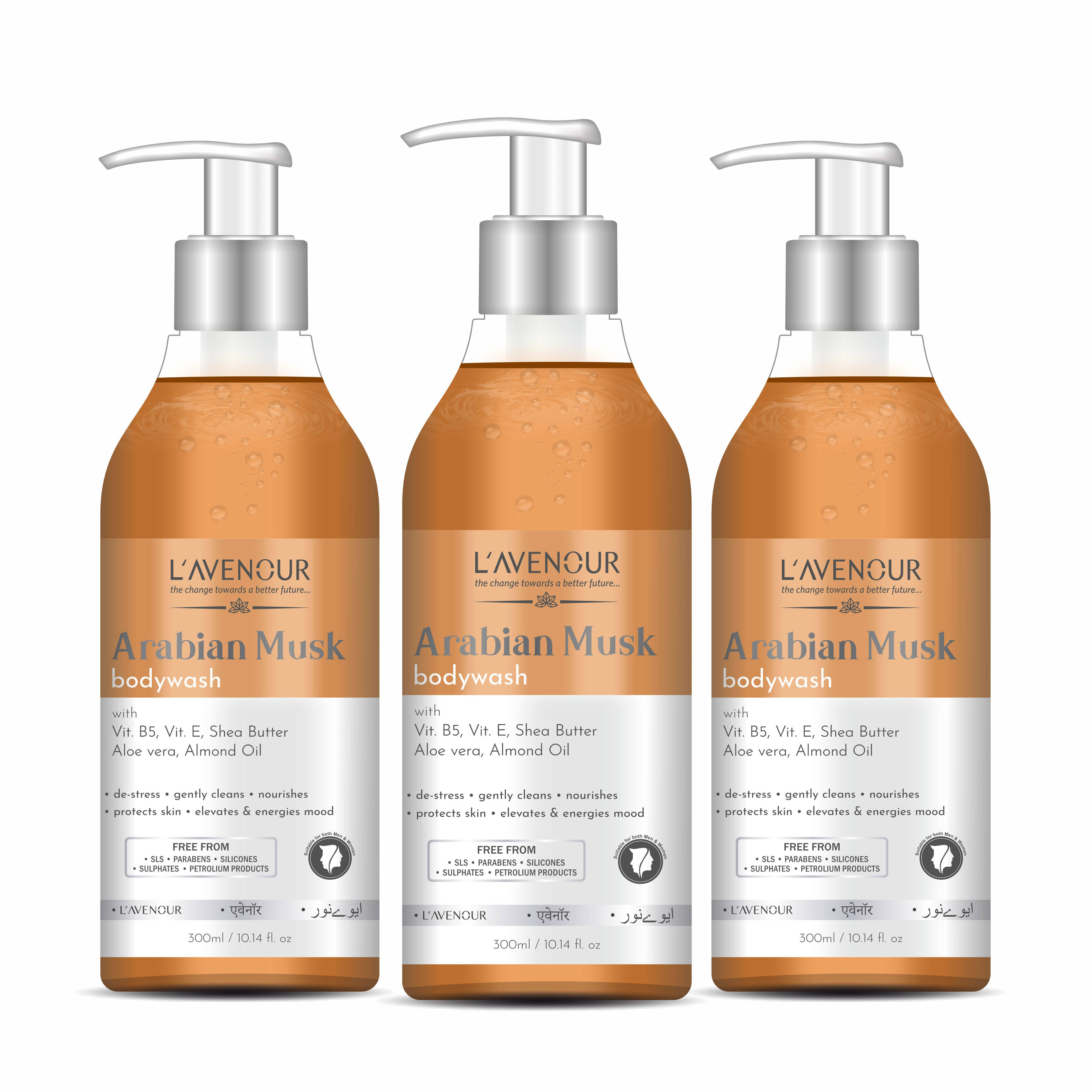     			L'avenour Arabian Musk Body Wash for Deep Cleansing, Paraben Free Shower Gel,300ml each (Pack of 3)