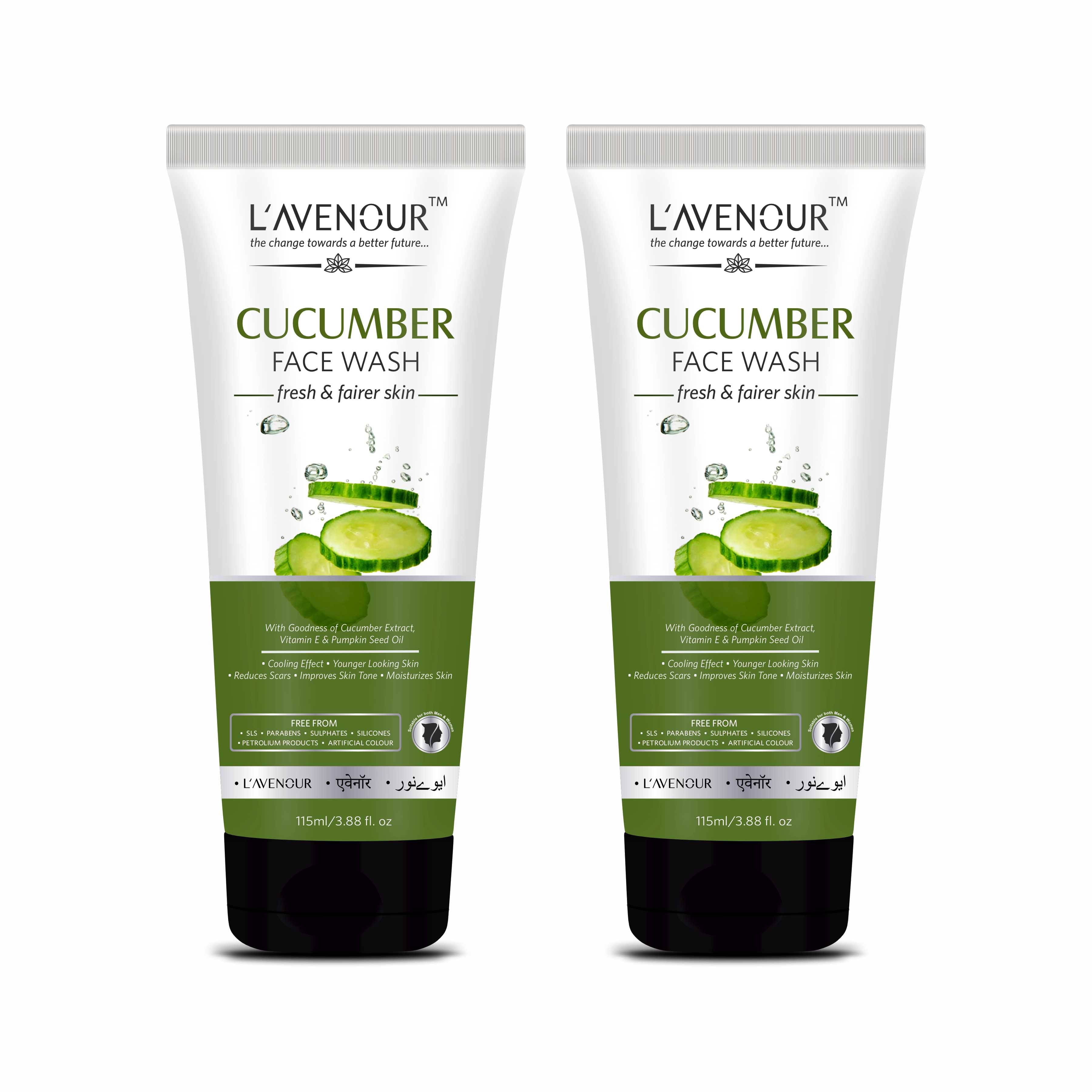     			L'avenour Cucumber Face Wash for Men & Women, Cooling Effect & Reduce Scars,115ml each (Pack of 2)