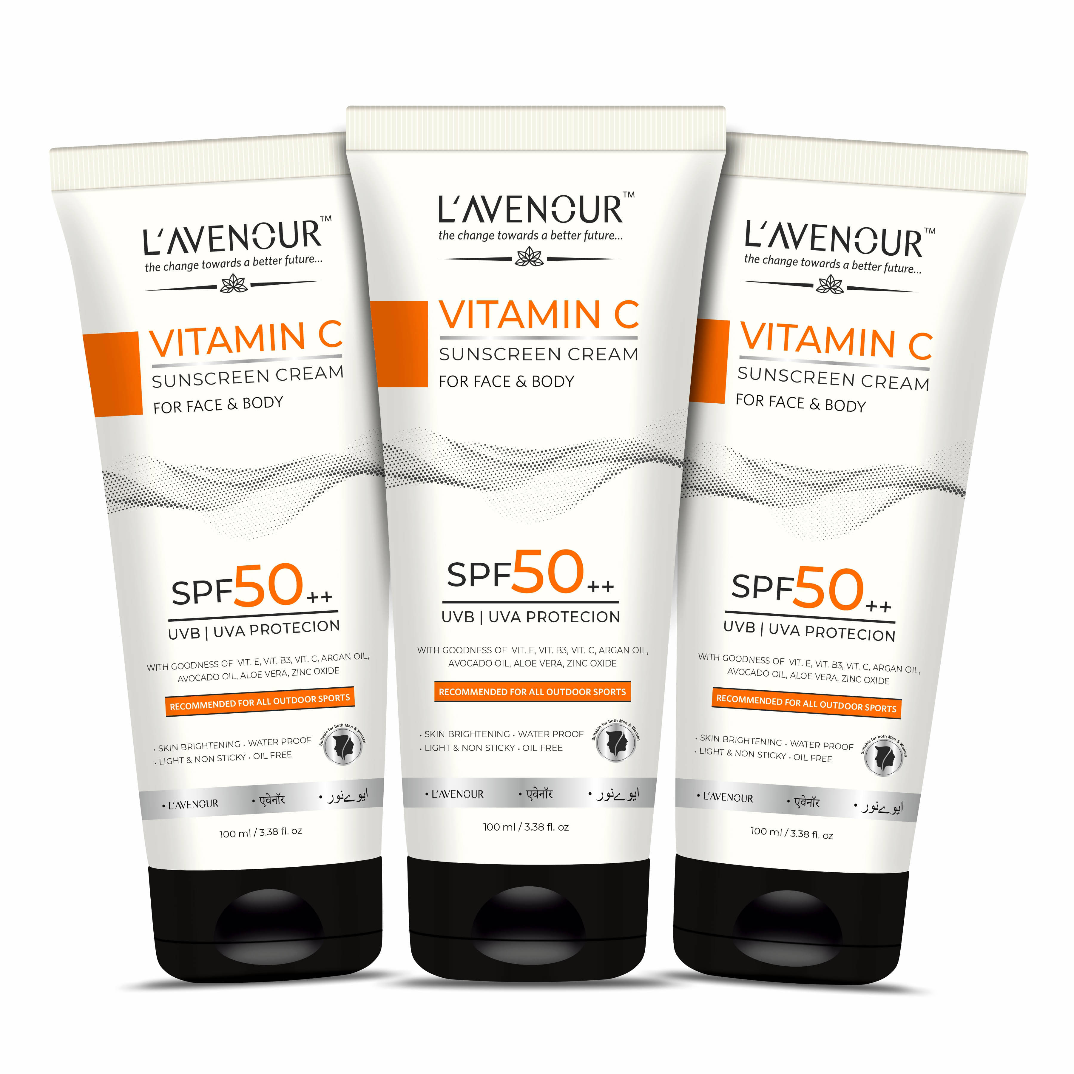 L'avenour Sunscreen SPF 50 PA++ For UVB & UVA Protection, For All Outdoor Sports,100ml each (Pack of 3) L'avenour Sunscreen SPF 50 PA++ For UVB & UVA Protection, For All Outdoor Sports,100ml each (Pack of 3)