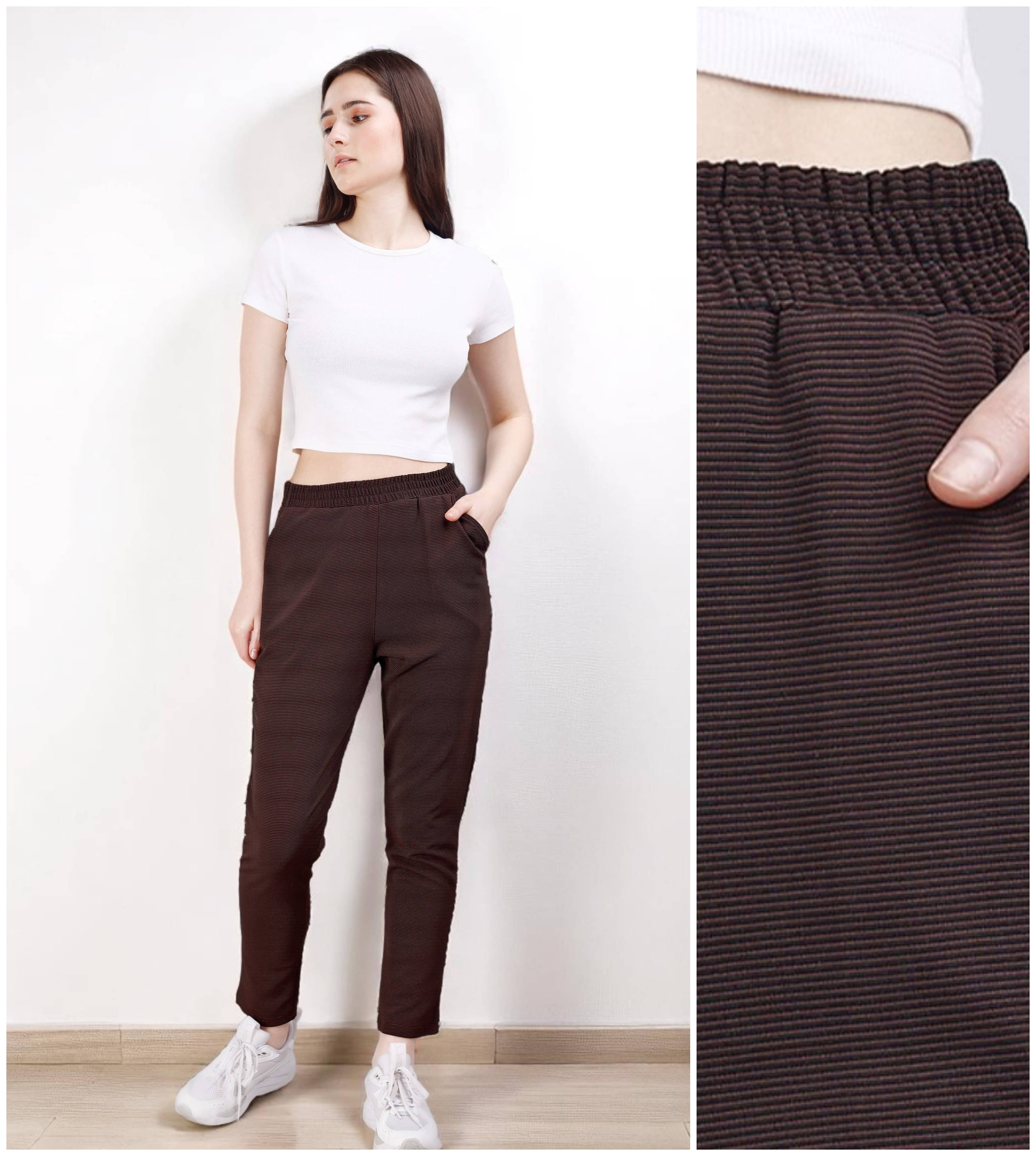     			Leewan Pack of 1 Cotton Blend Straight Women's Casual Pants ( Brown )