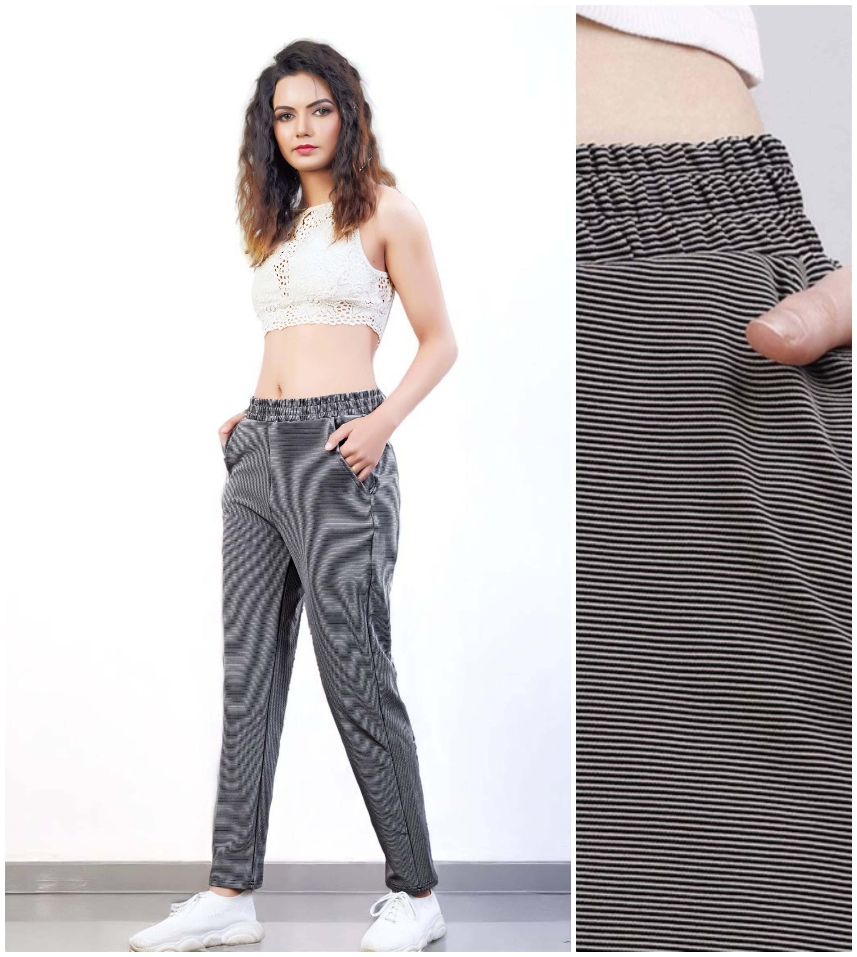     			Leewan Pack of 1 Cotton Blend Straight Women's Casual Pants ( Light Grey )
