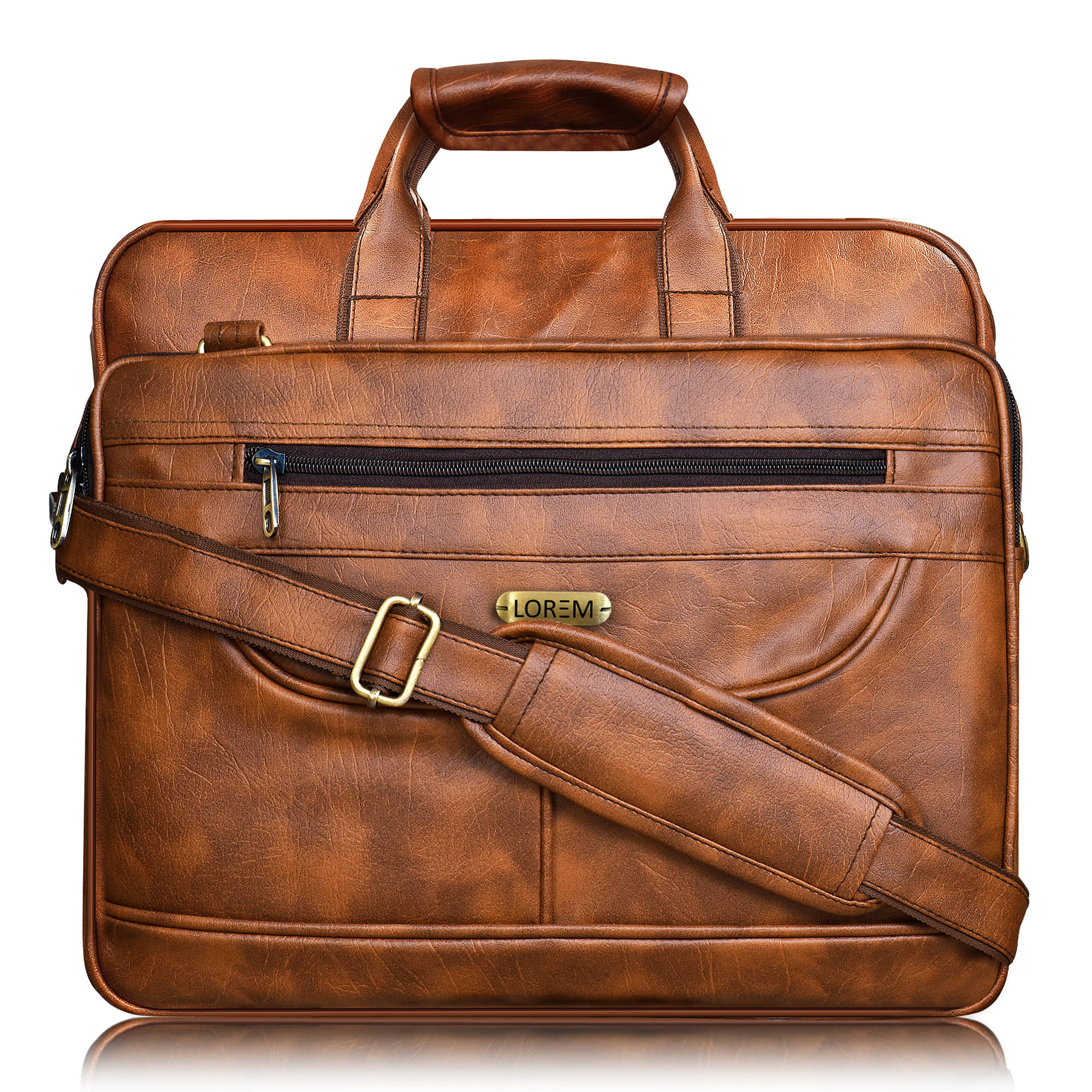     			Lorem Tan Synthetic Briefcase