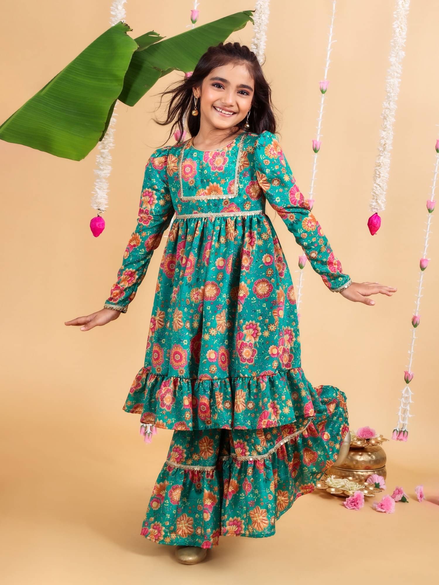 MASTARANG Girls Polyester Kurti with Sharara ( Pack of 1 , Yellow ) MASTARANG Girls Polyester Kurti with Sharara ( Pack of 1 , Yellow )