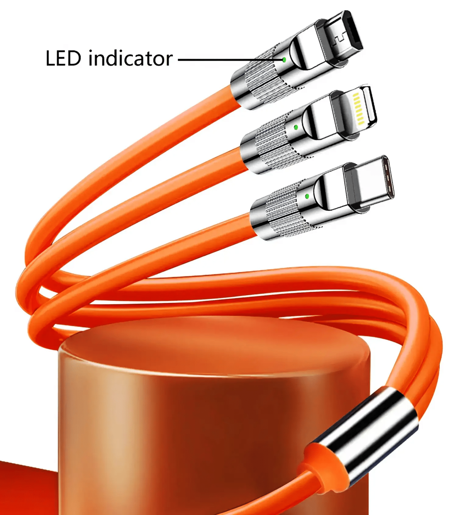     			Multi-Function Charging Cable – Lightning, Micro USB, and USB-C Plug