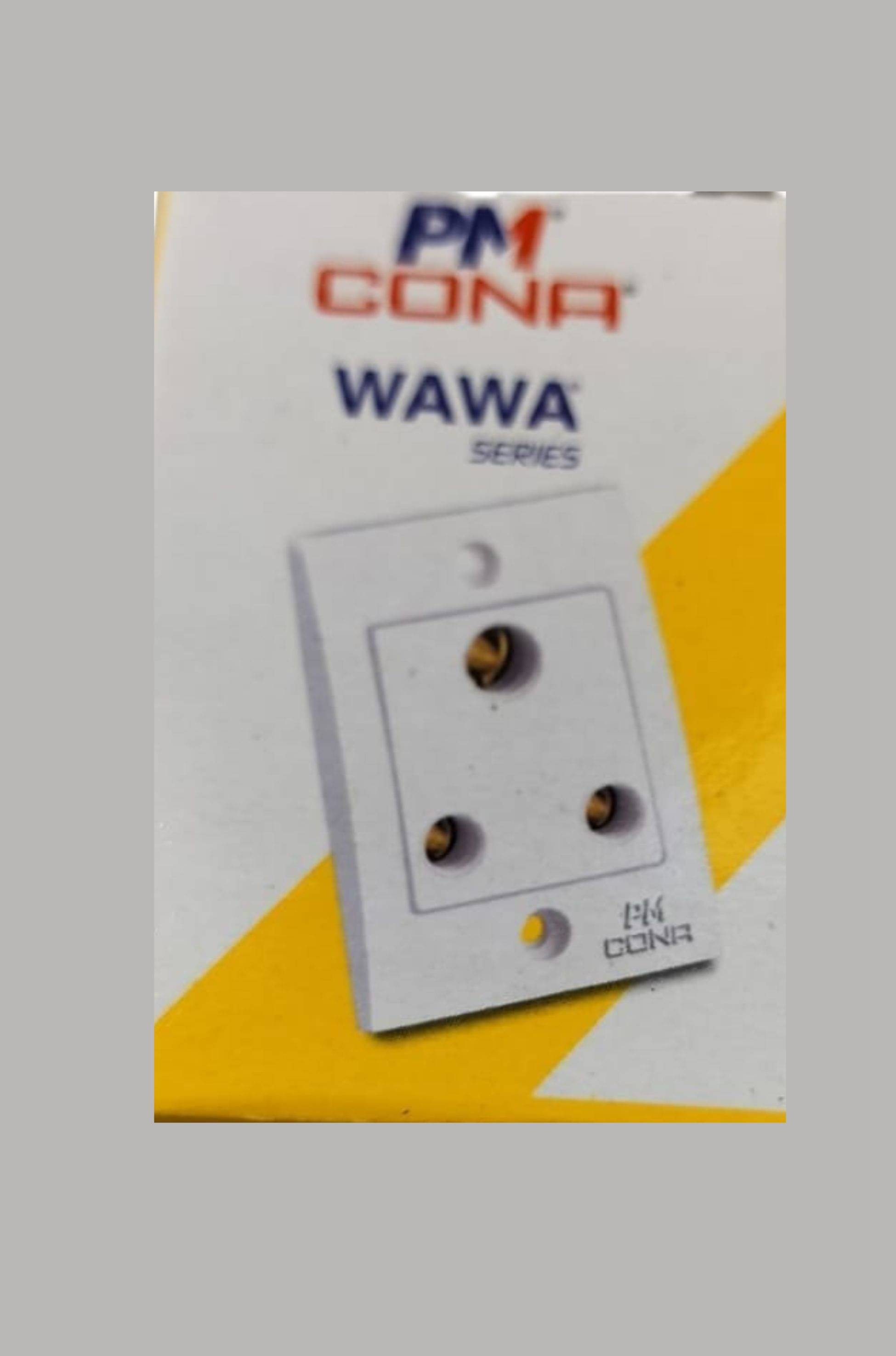     			PM Cona Wawa 3-Pin Socket 6A (9016), Pack of 10