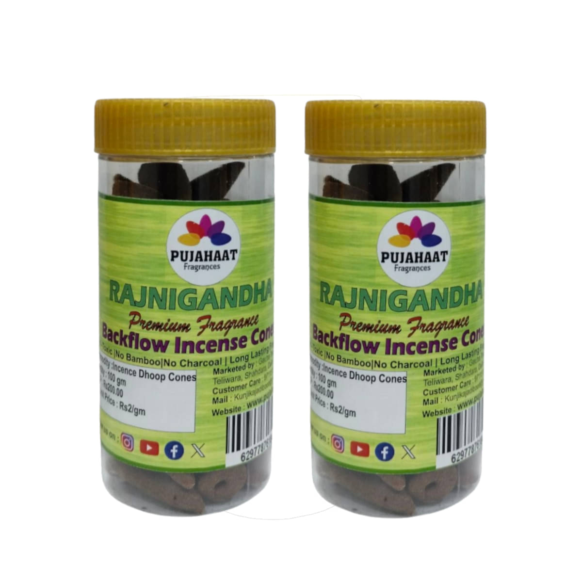     			Pujahaat Incense Dhoop Cone Rajnigandha 200 gm ( Pack of 2 )