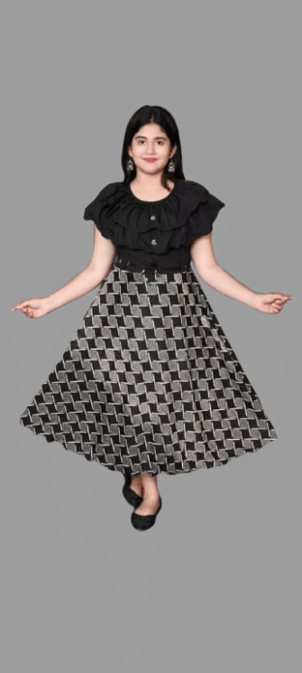 SM glob Cotton Blend Frock For Girls ( Pack of 1 , Black )