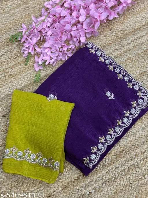 Sanwariya Silks Chiffon Embellished Maheshwari Saree With Unstitched Blouse Piece ( Purple ) Sanwariya Silks Chiffon Embellished Maheshwari Saree With Unstitched Blouse Piece ( Purple )